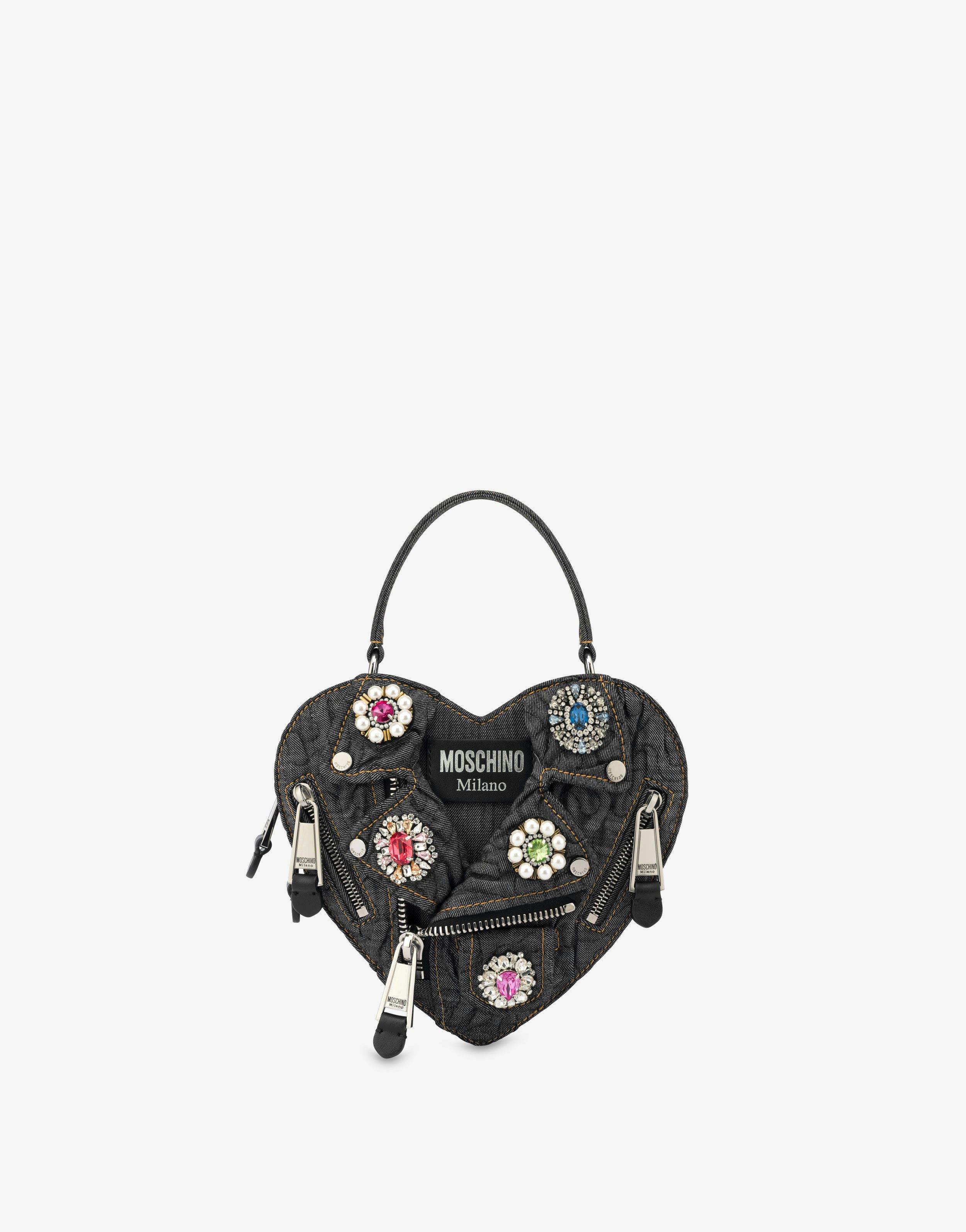 Jewels Moschino Heart Denim Biker Bag