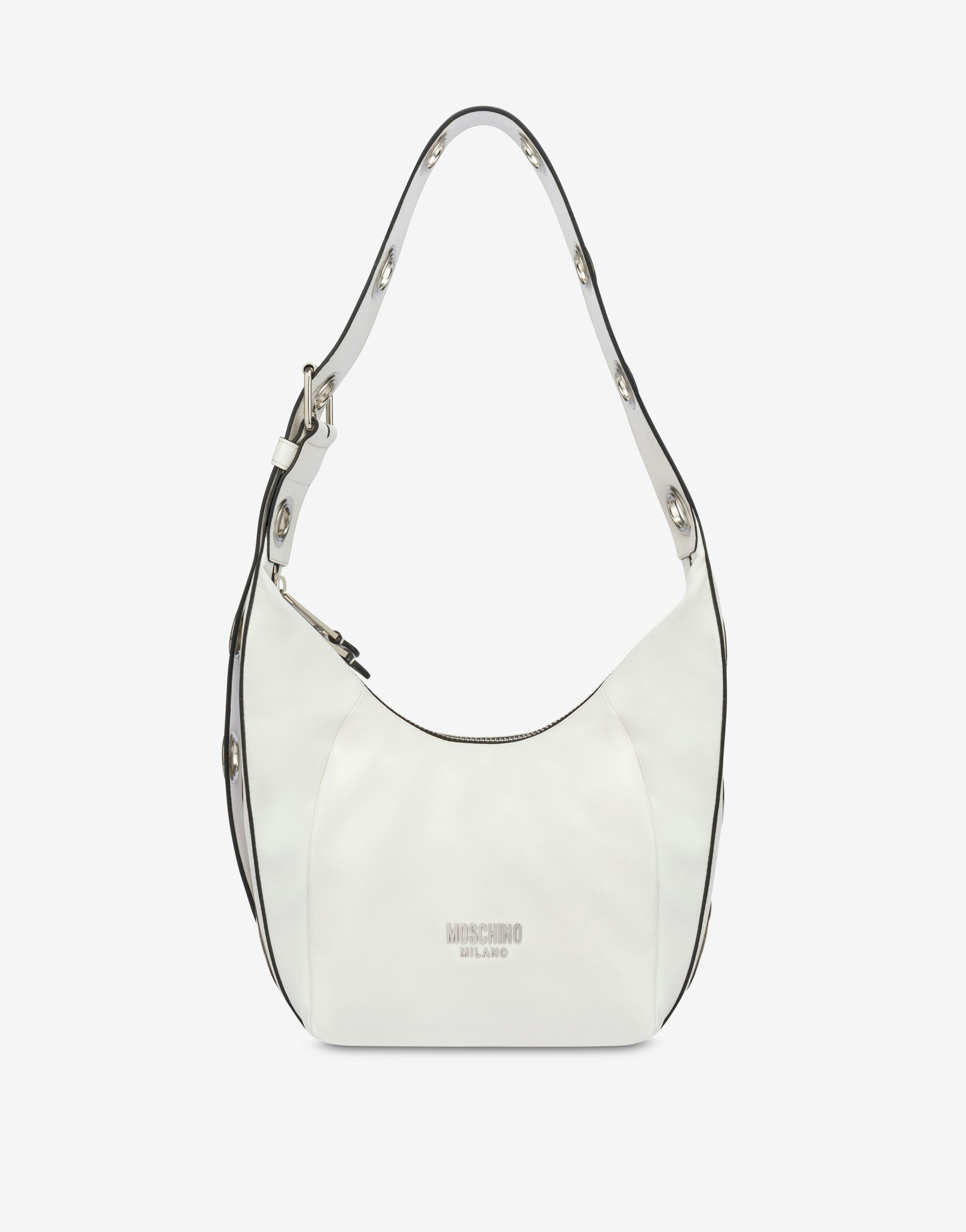 Moschino Eyelets Patent Leather Hobo Bag