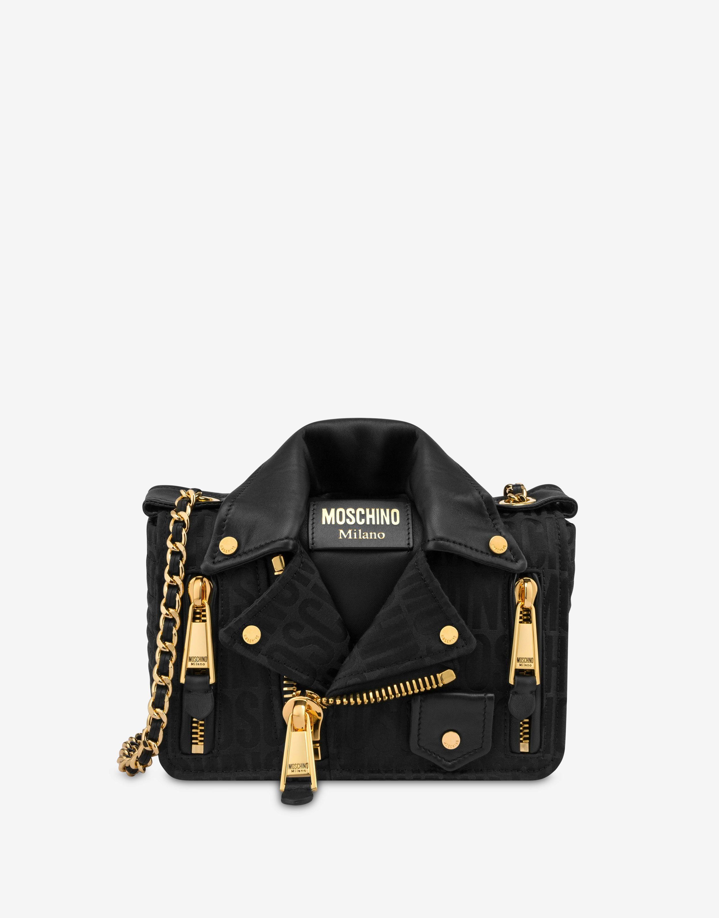 Moschino Allover Logo Nylon Biker Bag
