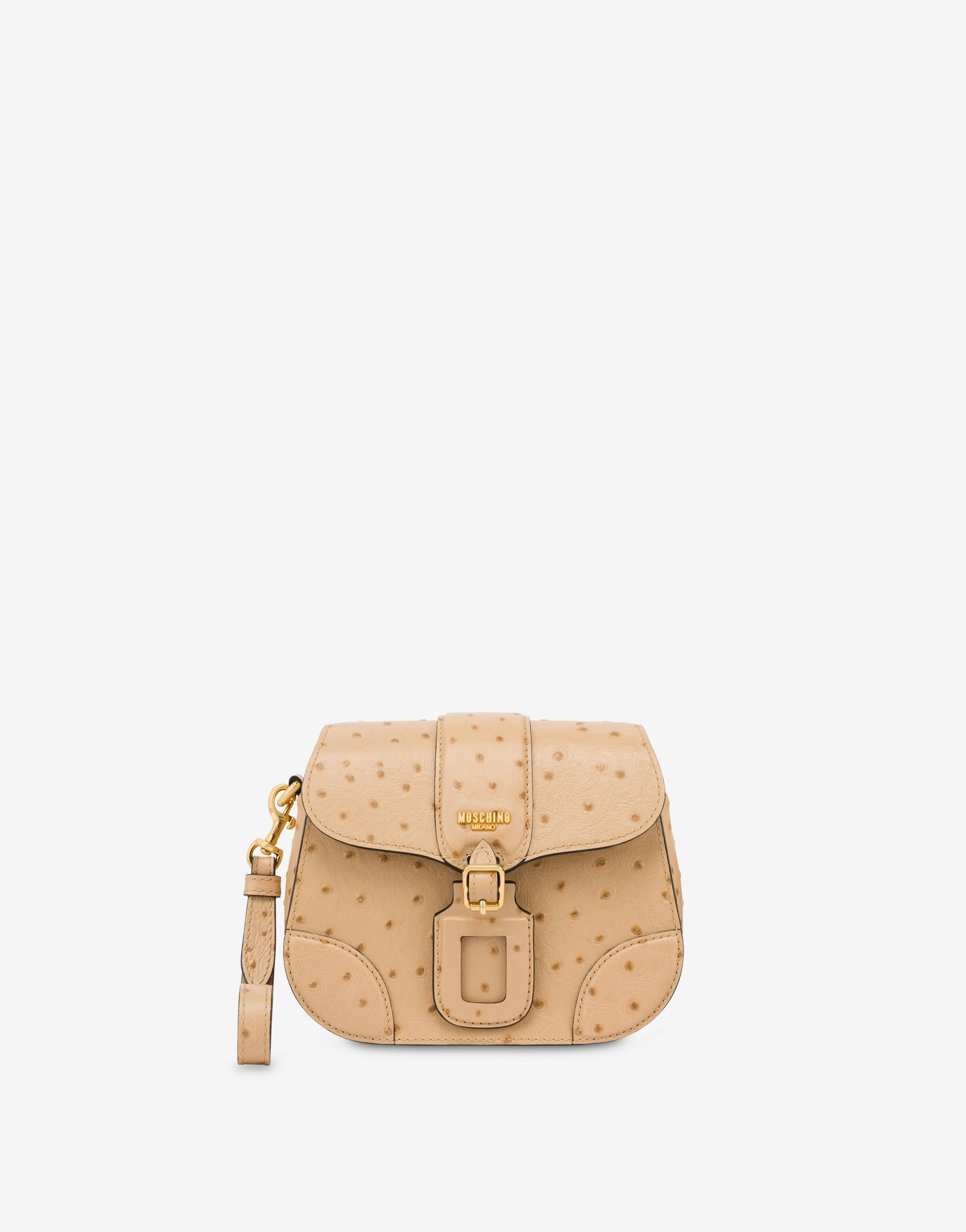 Travel Tag Bag With Ostrich Print
