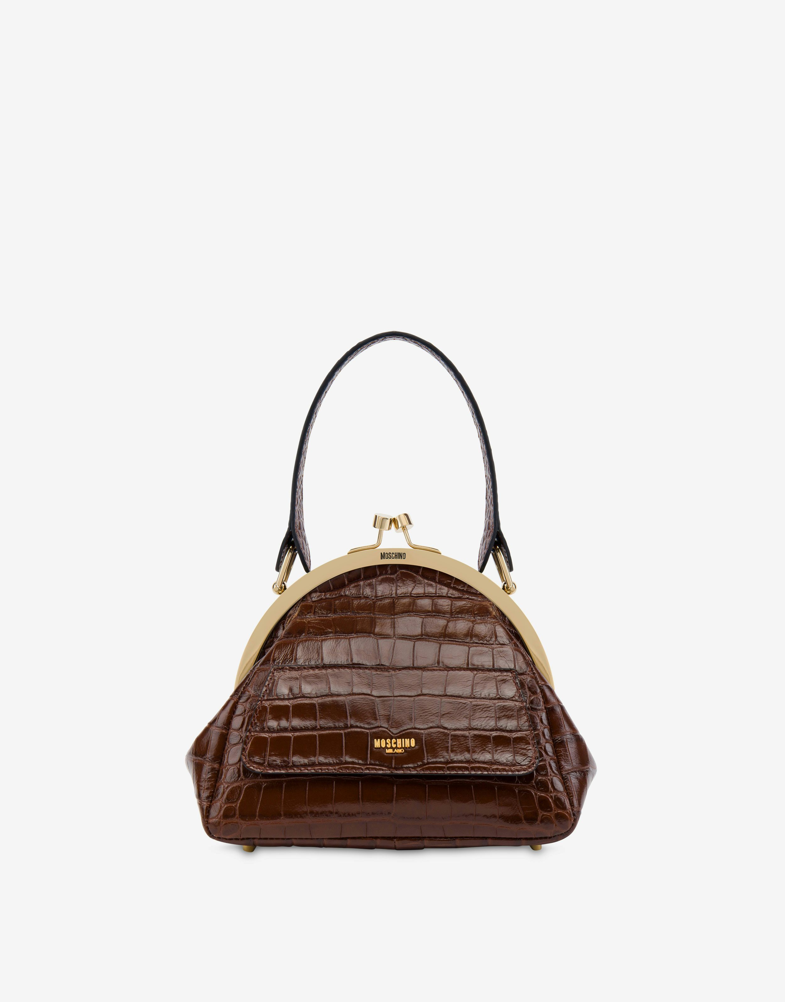 Vintage Suitcase Crocodile Print Bag
