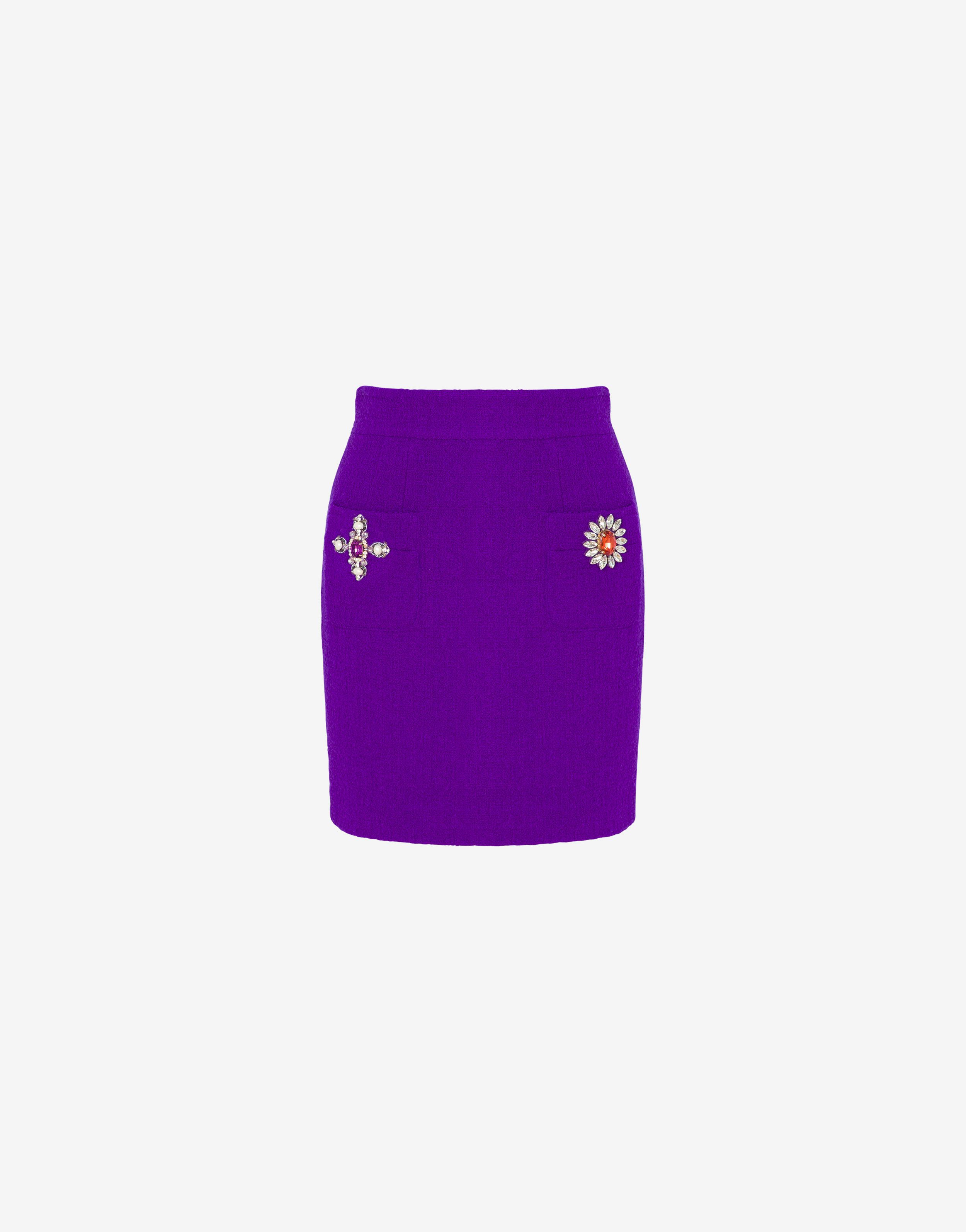Jewel Buttons Bouclé Miniskirt