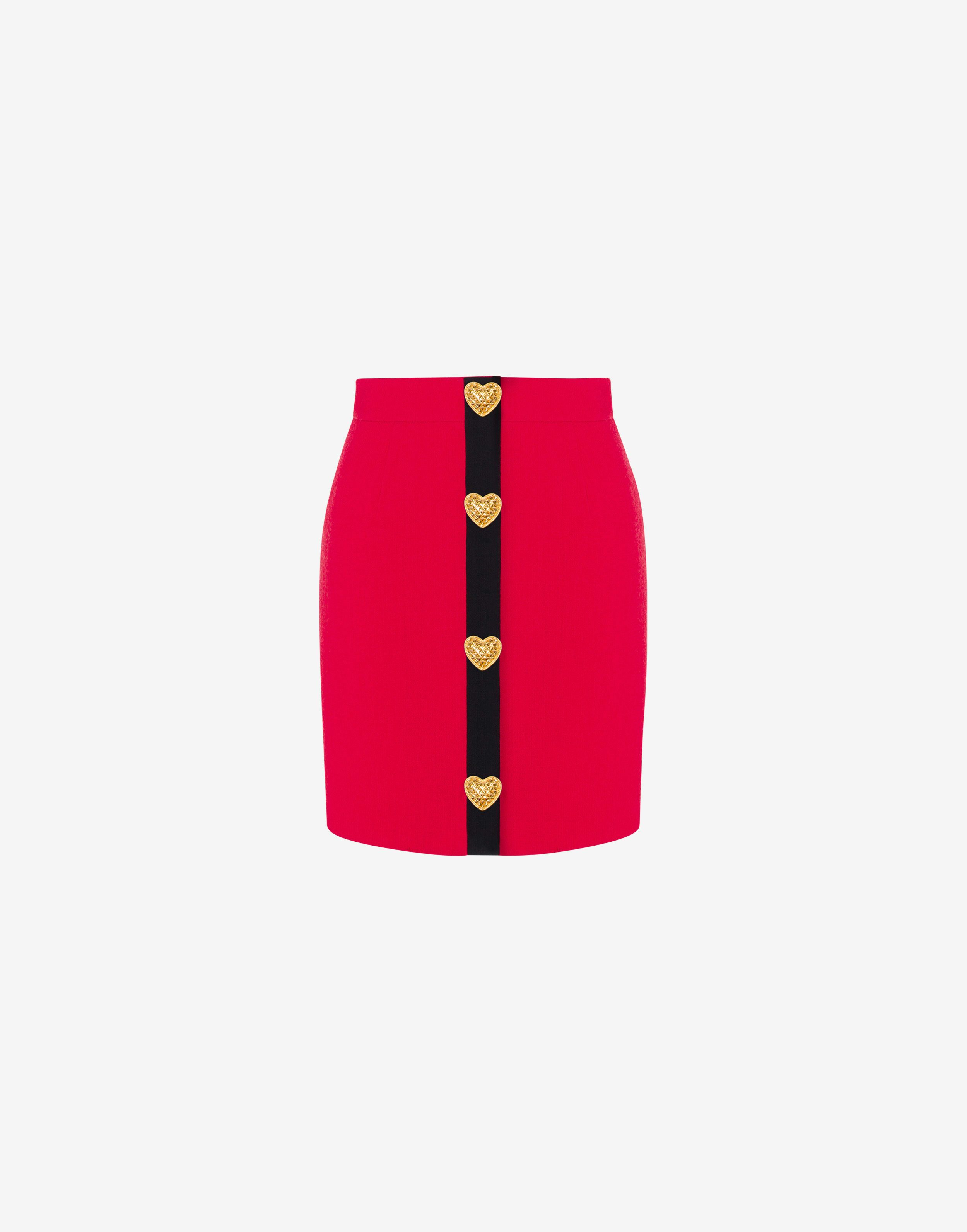 Heart Buttons Stretch Crêpe Miniskirt