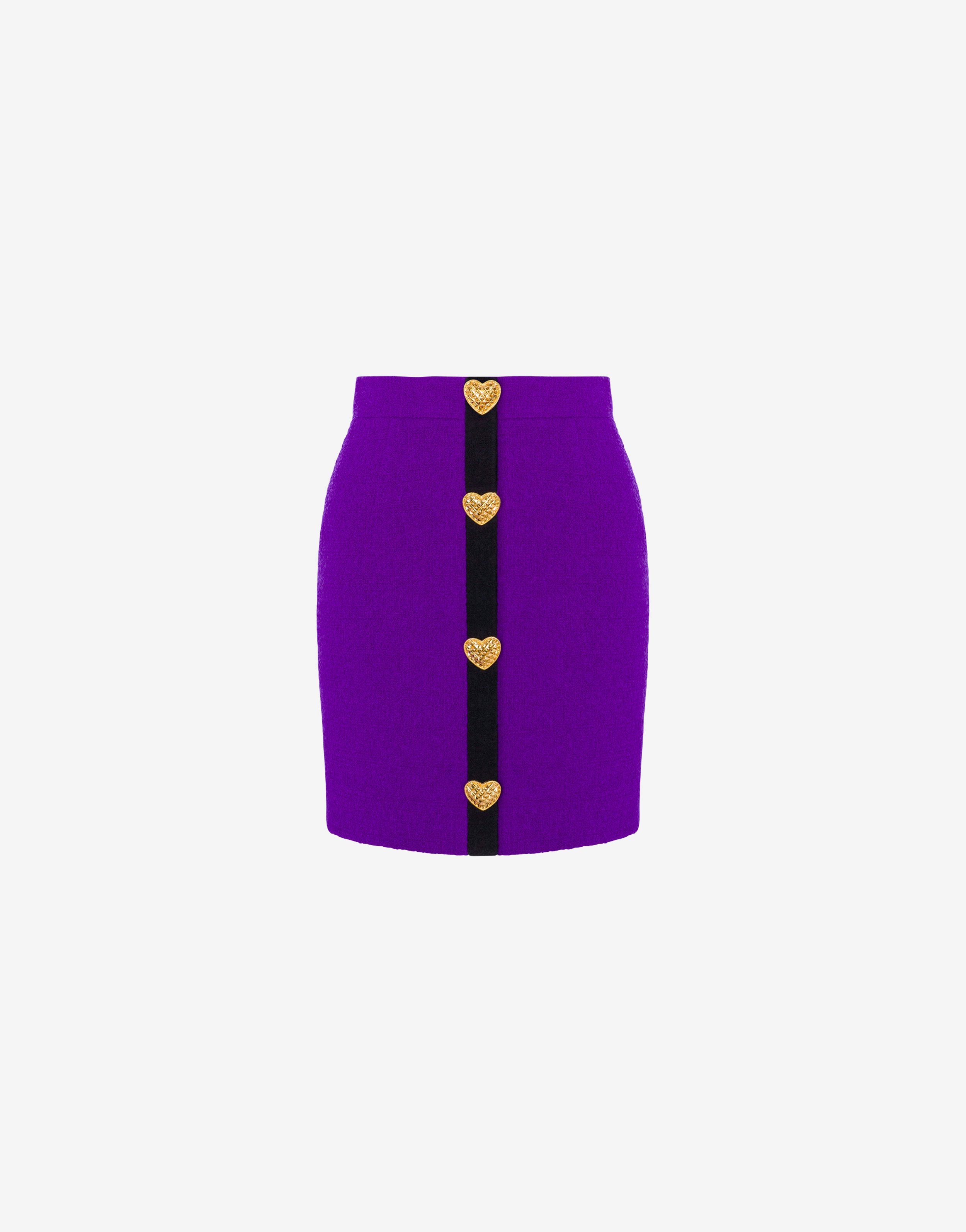 Heart Buttons Bouclé Miniskirt