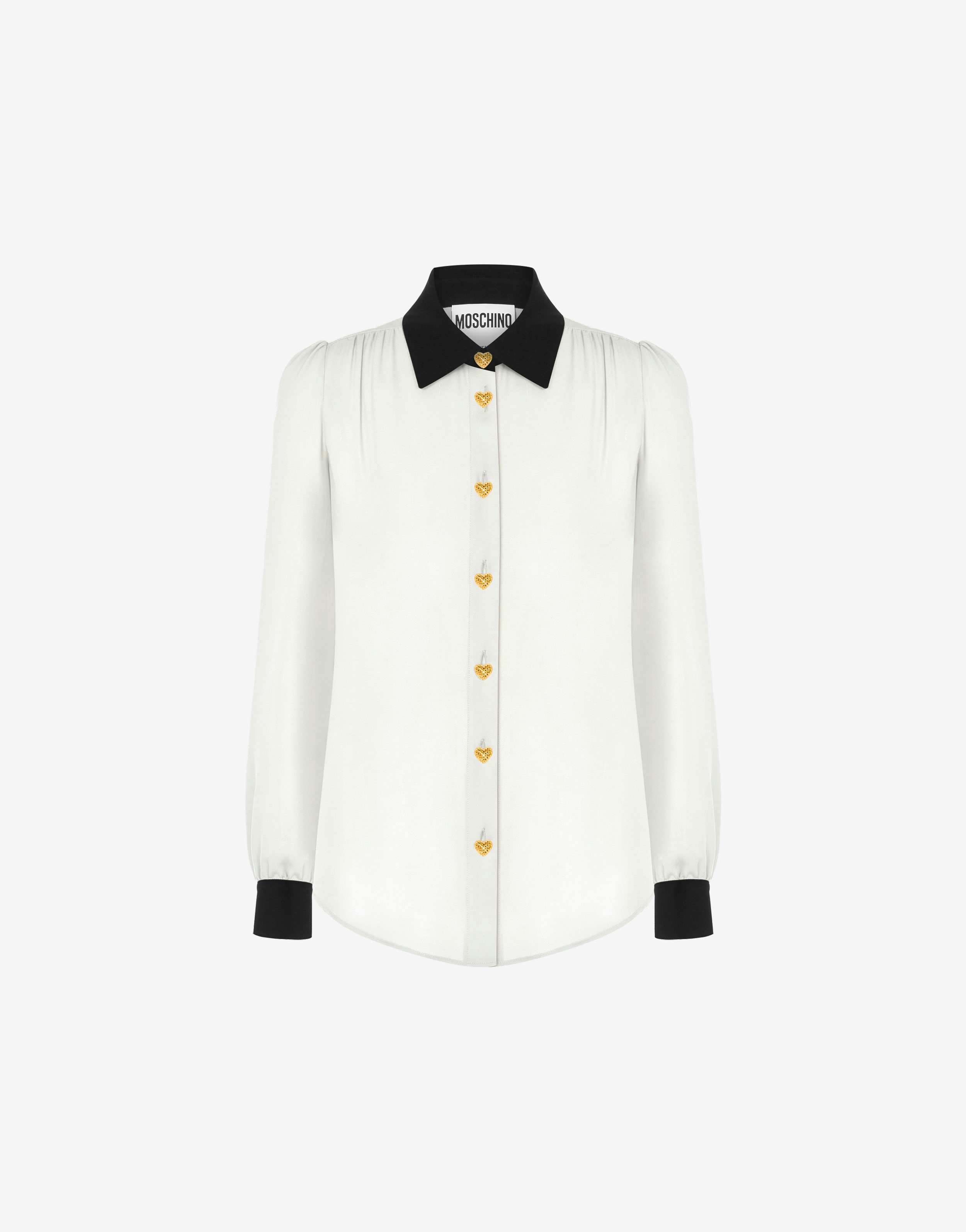 Heart Buttons Silk Charmeuse Shirt
