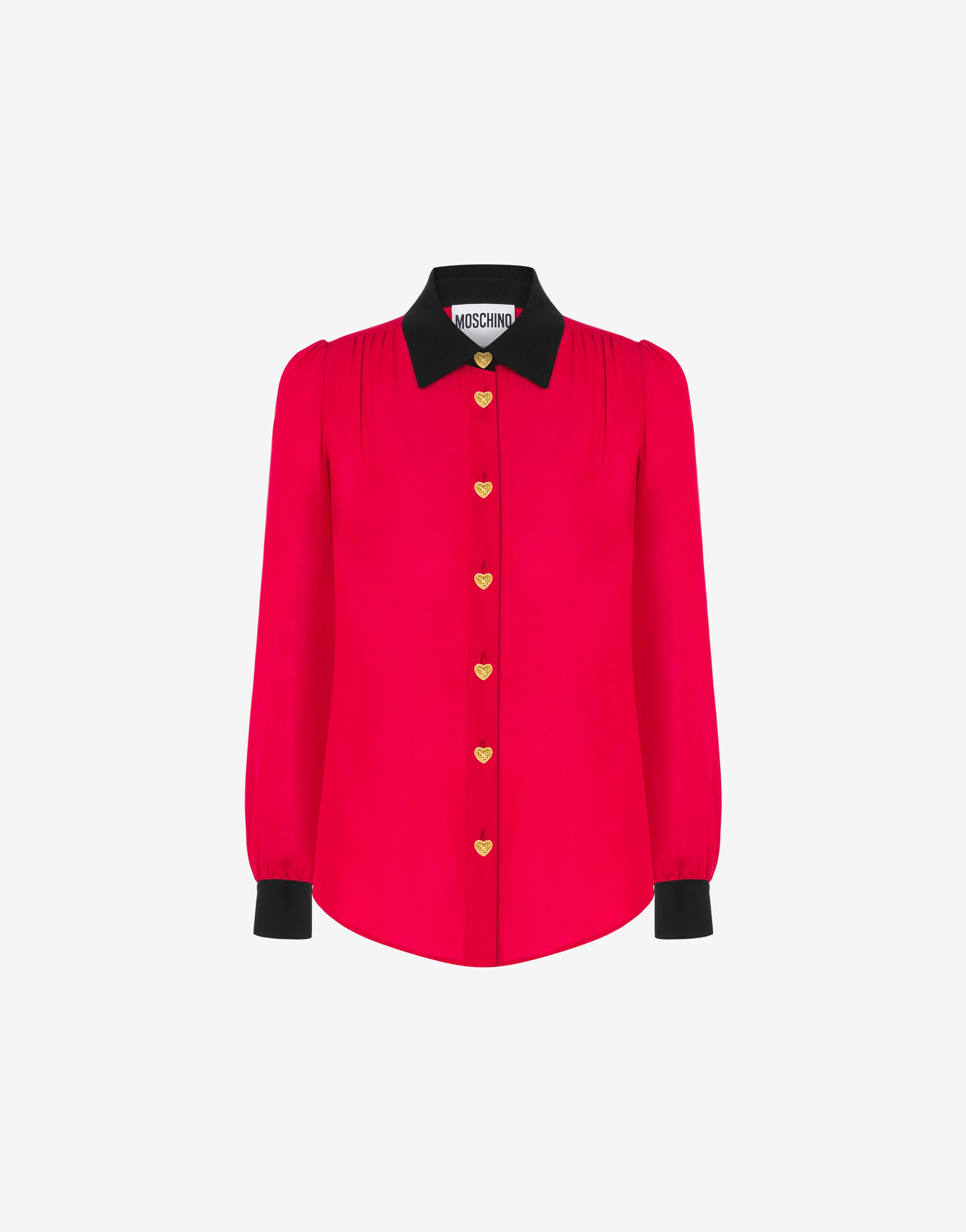 Heart Buttons Silk Charmeuse Shirt