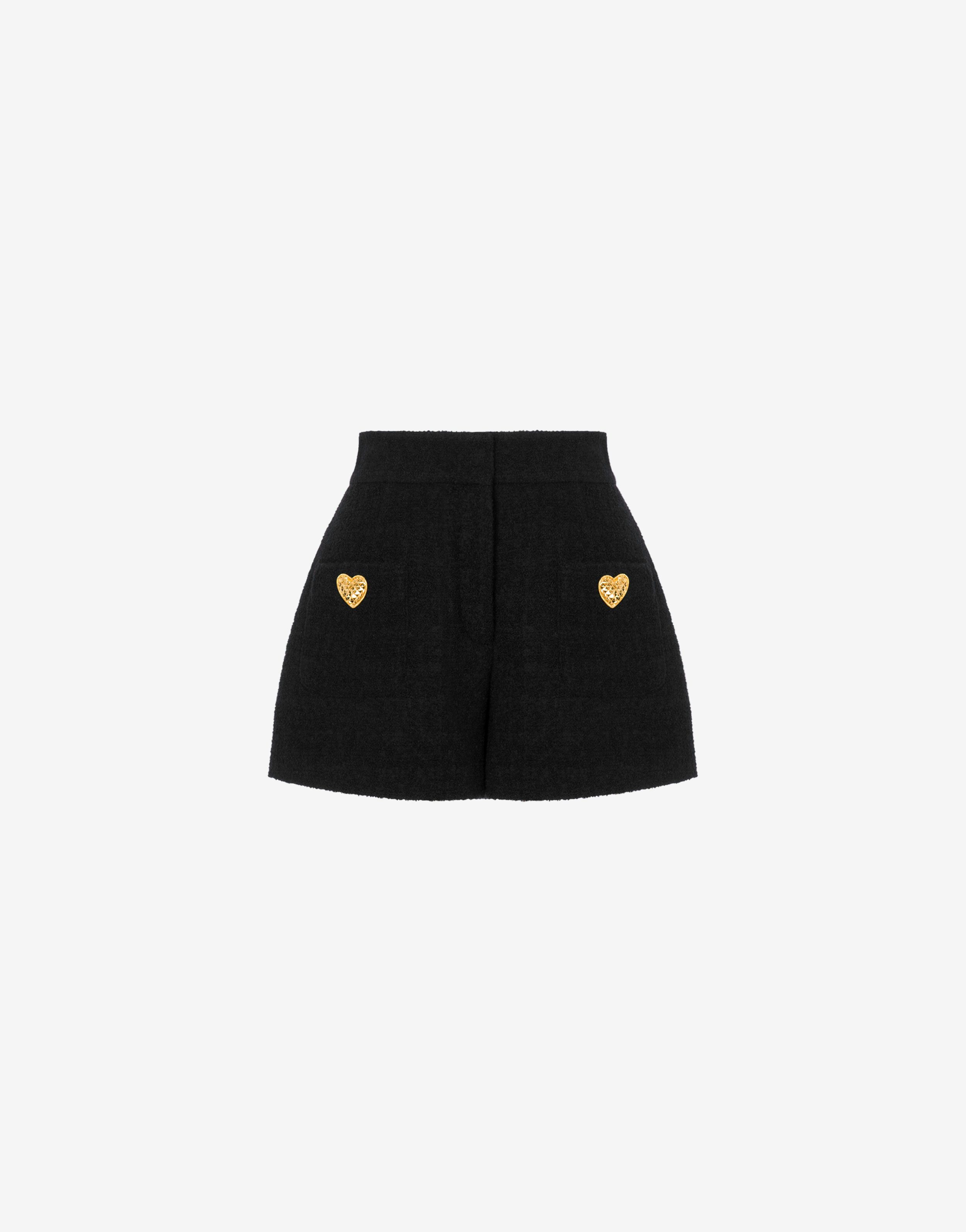 Heart Buttons Bouclé Shorts