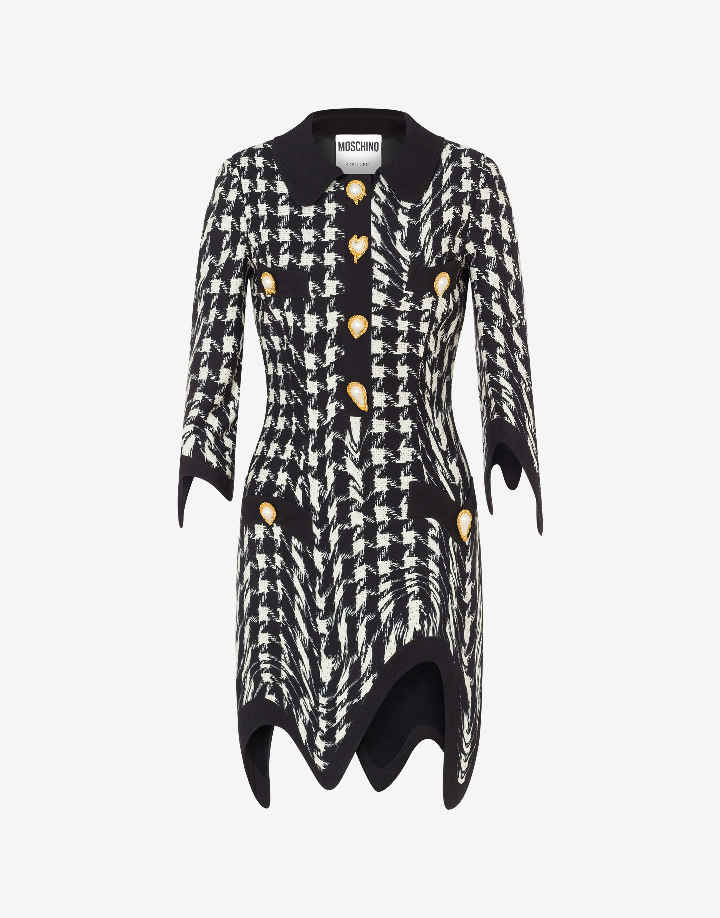 Morphed Pied De Poule Print Sable Dress