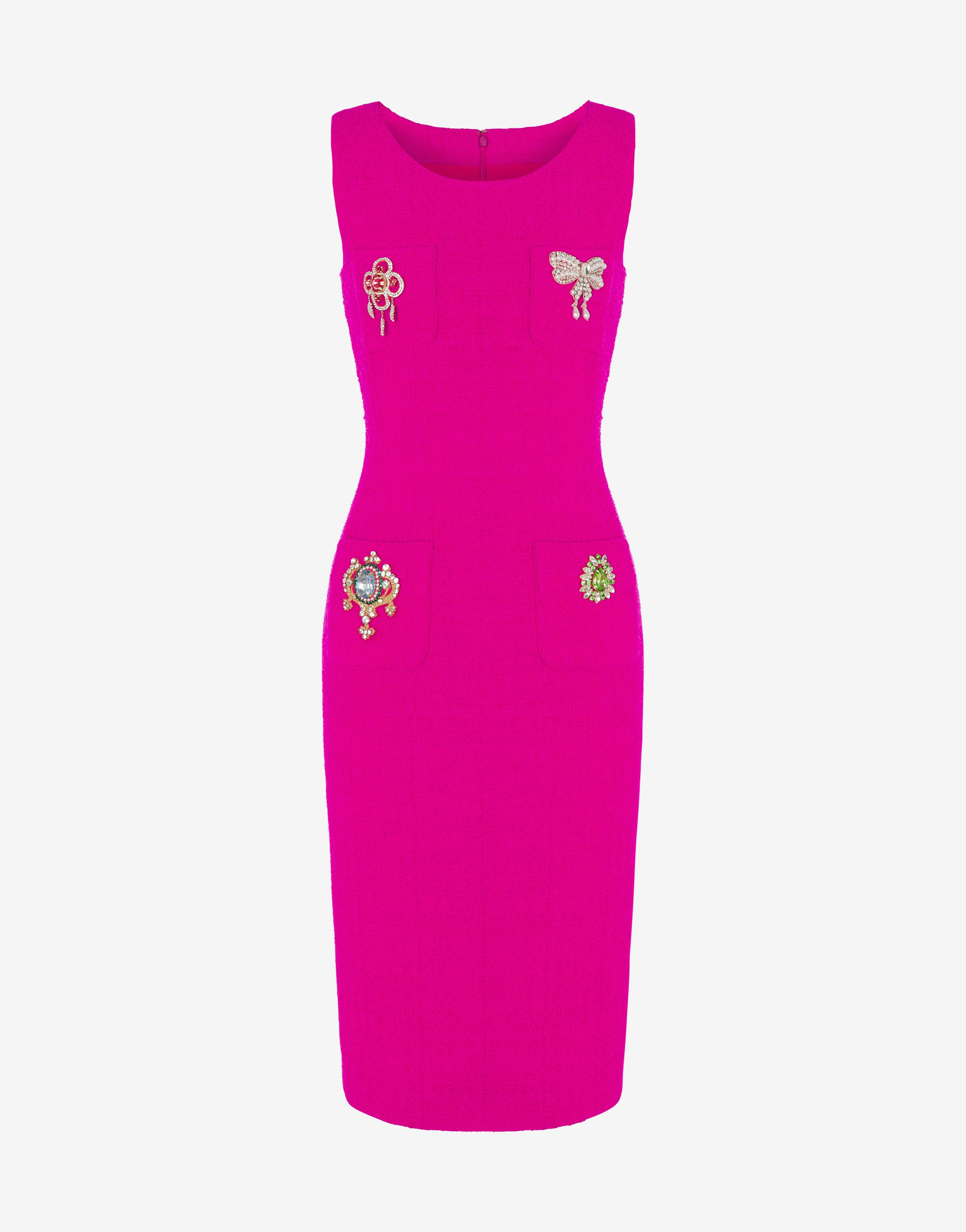 Jewel Details Bouclé Dress