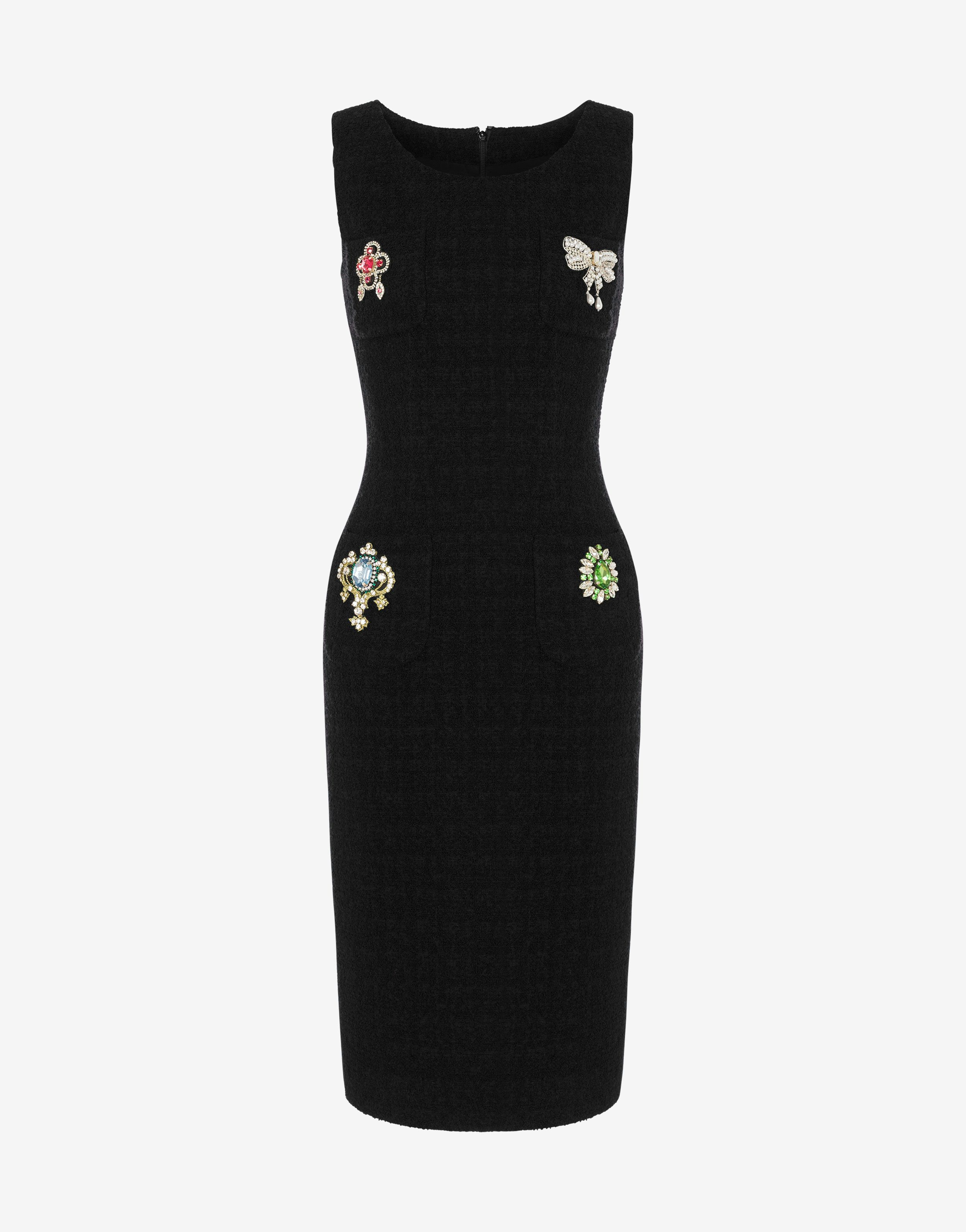 Jewel Details Bouclé Dress