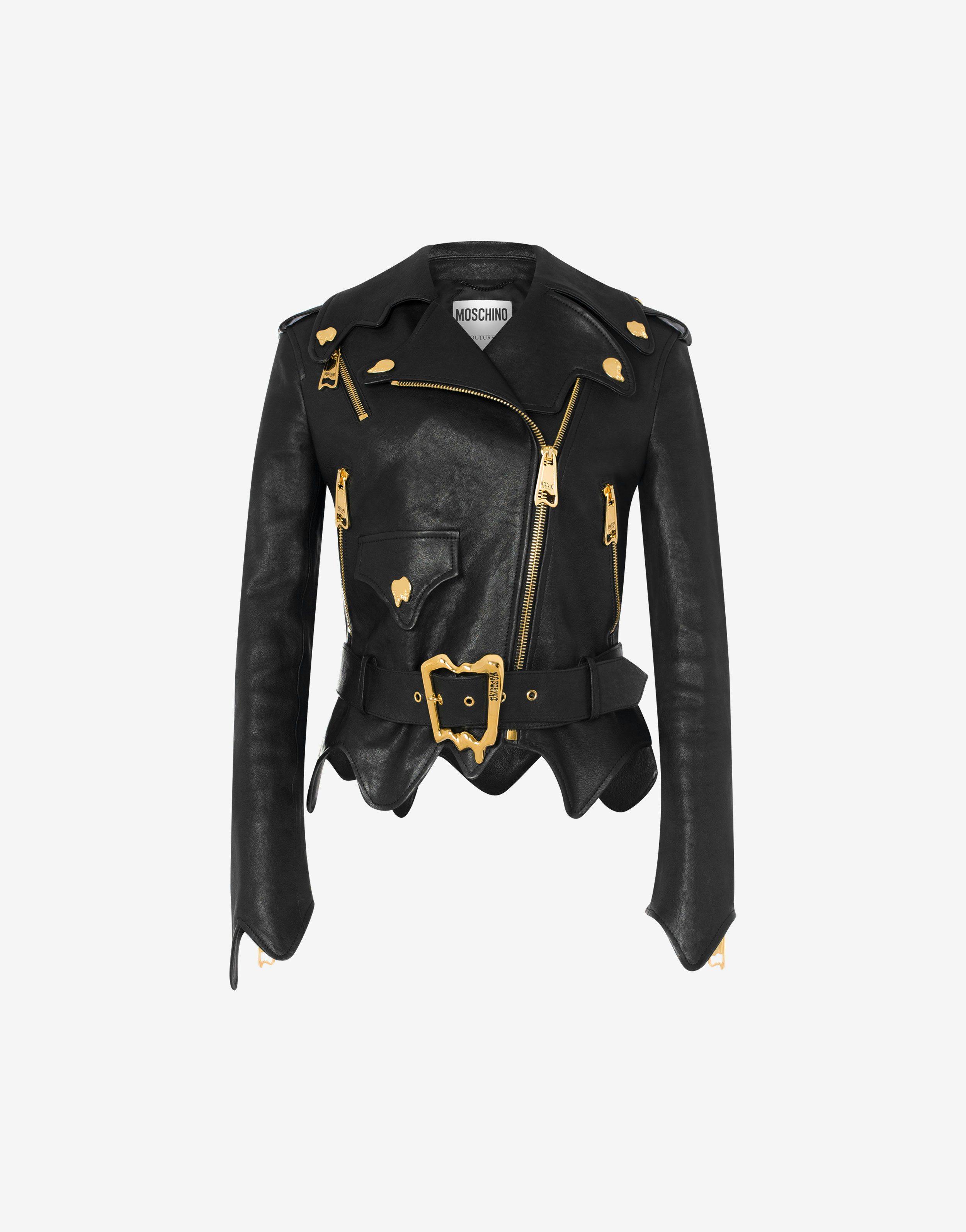 Morphed Effect Hammered Leather Biker