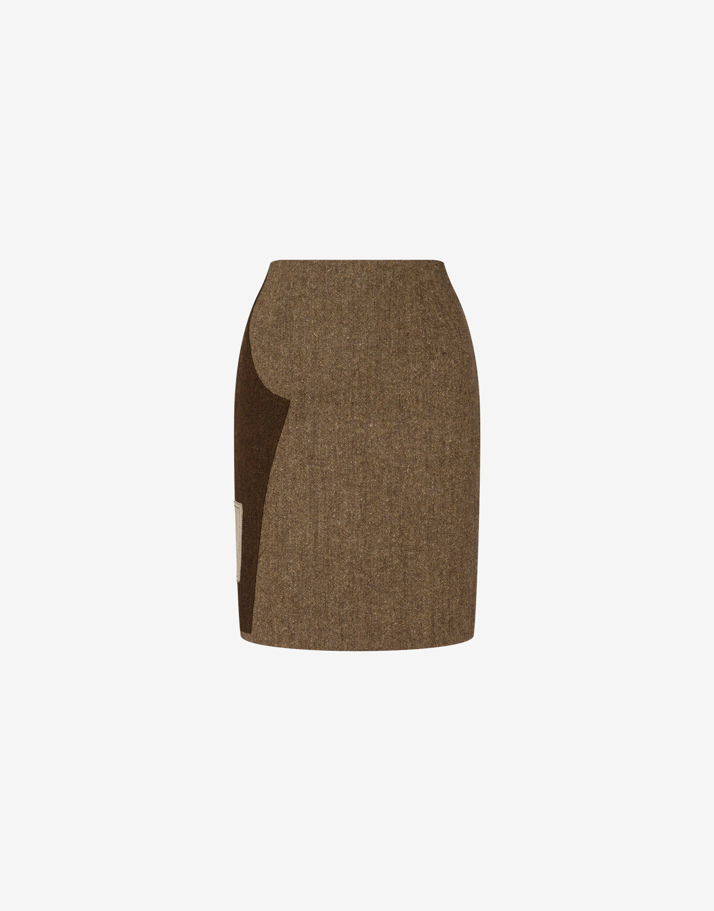 Patchwork Wool Blend Skirt