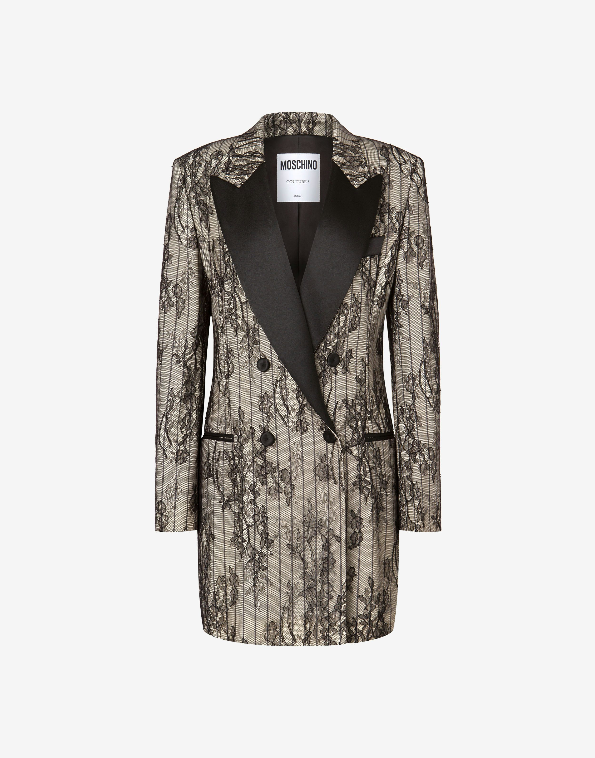 Lace Striped Robe Manteau Dress