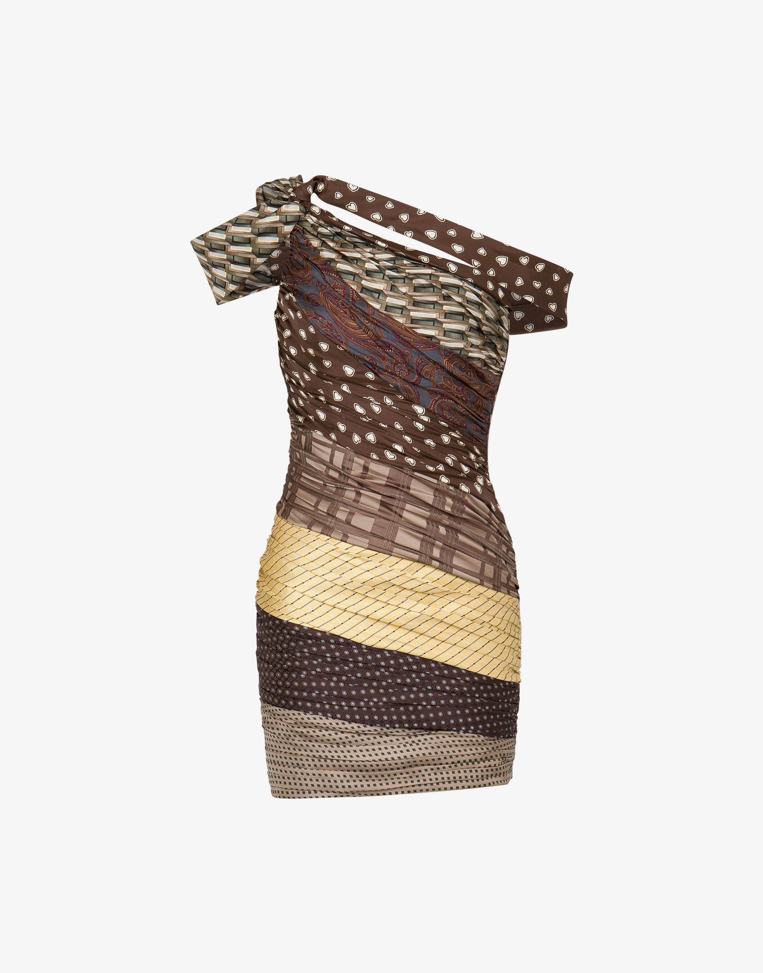Tie Patchwork Draped Dress