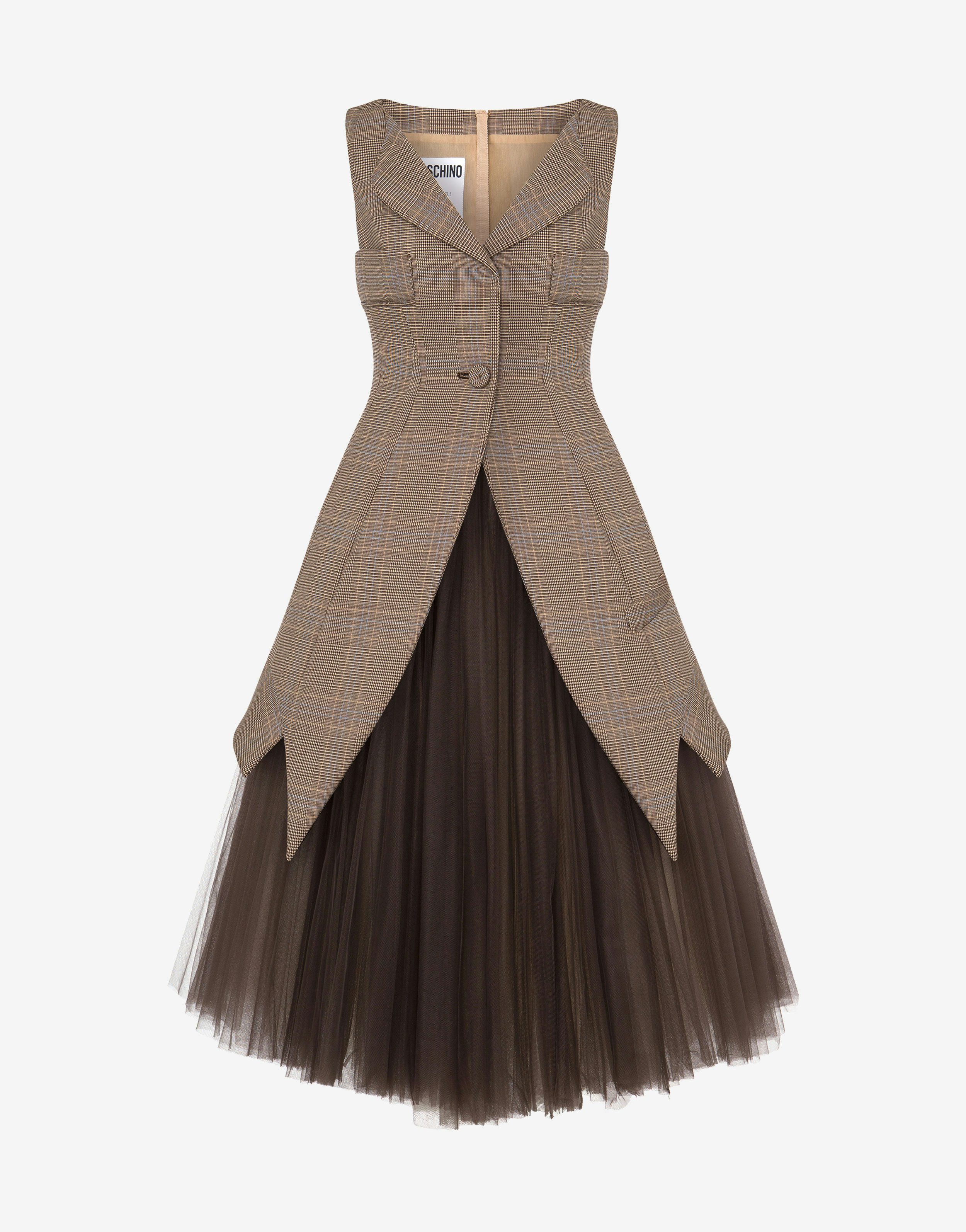 Glen Plaid And Tulle Dress