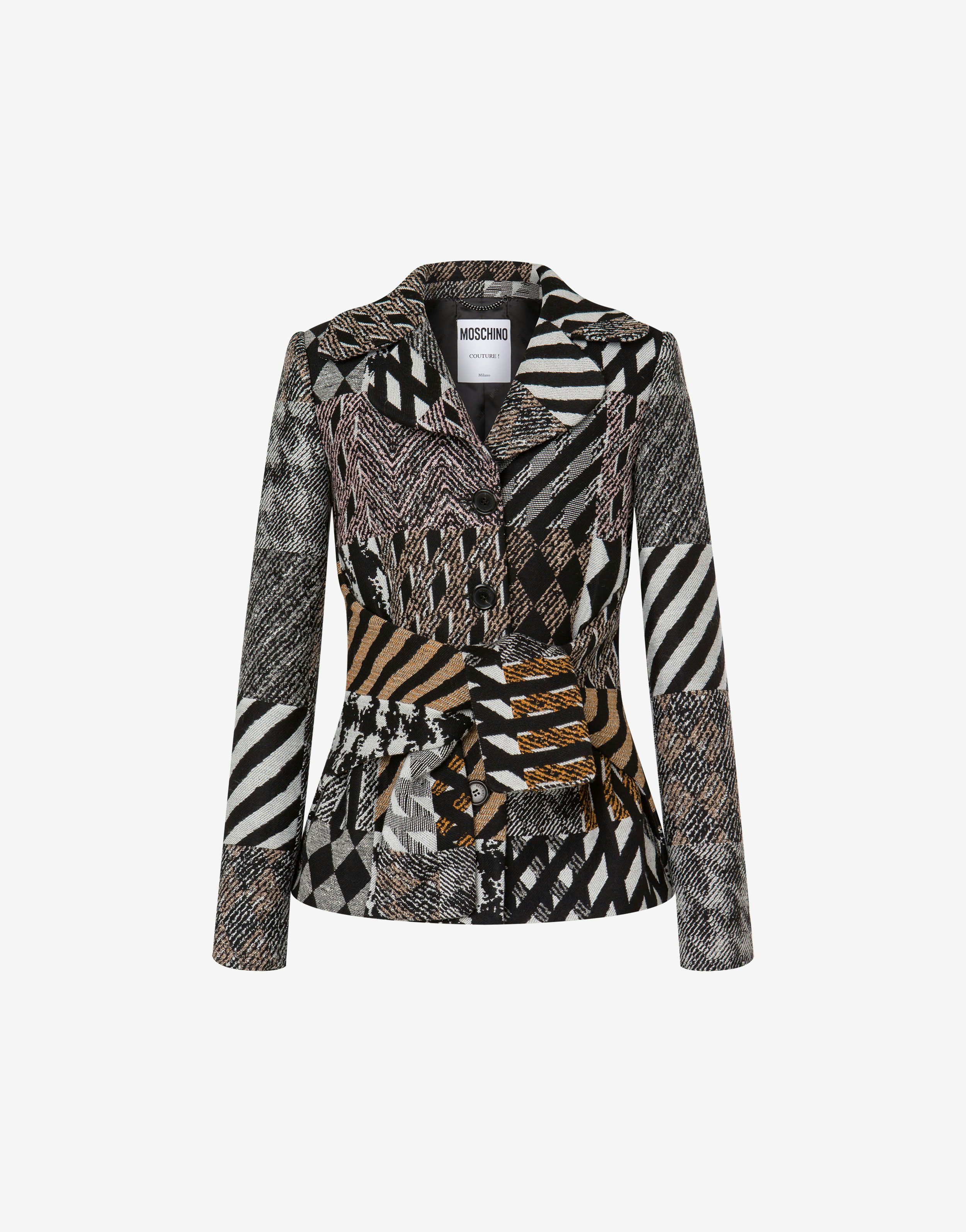 Patchwork Jacquard Wool Blend Jacket