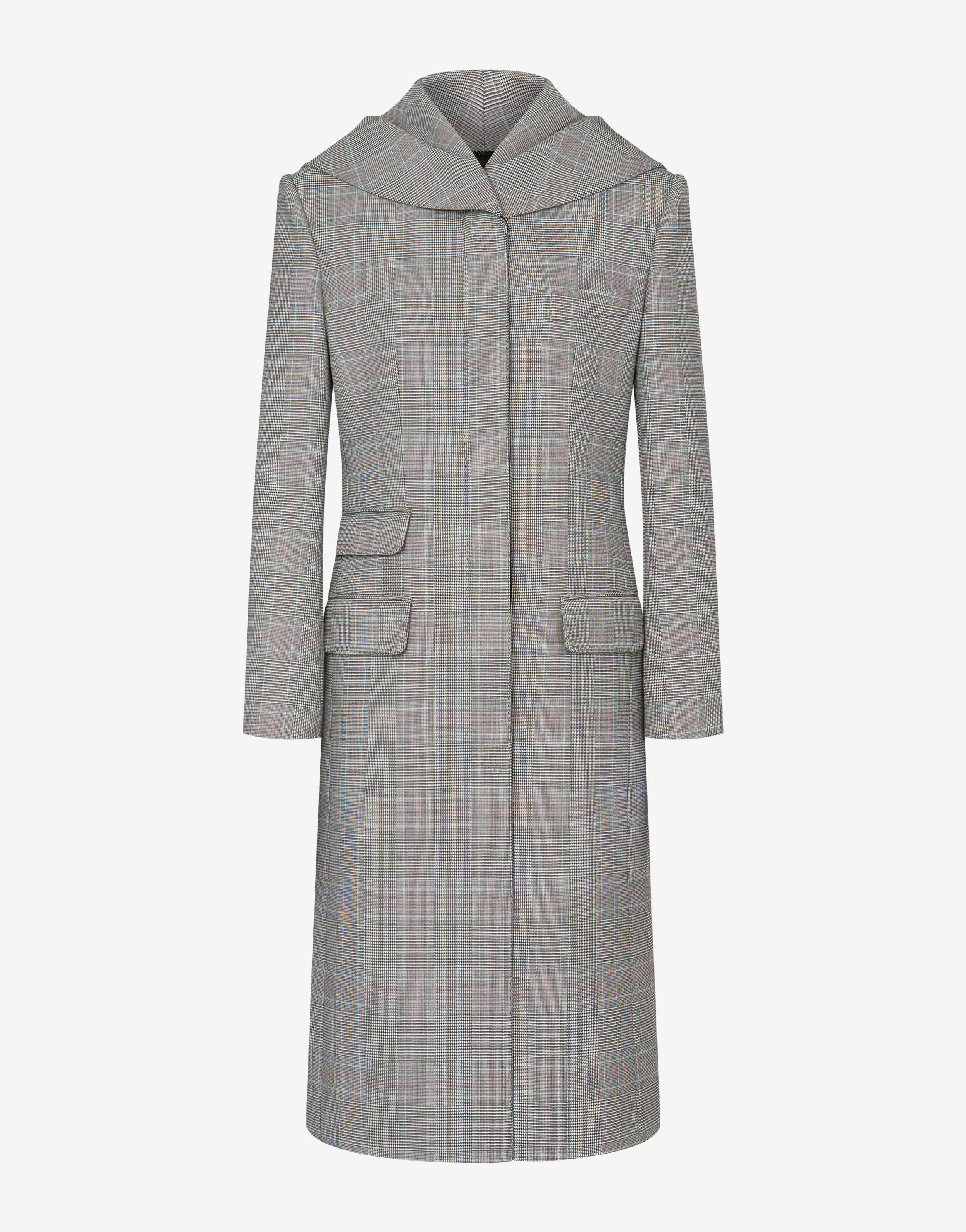 Glen Plaid Wool Blend Coat
