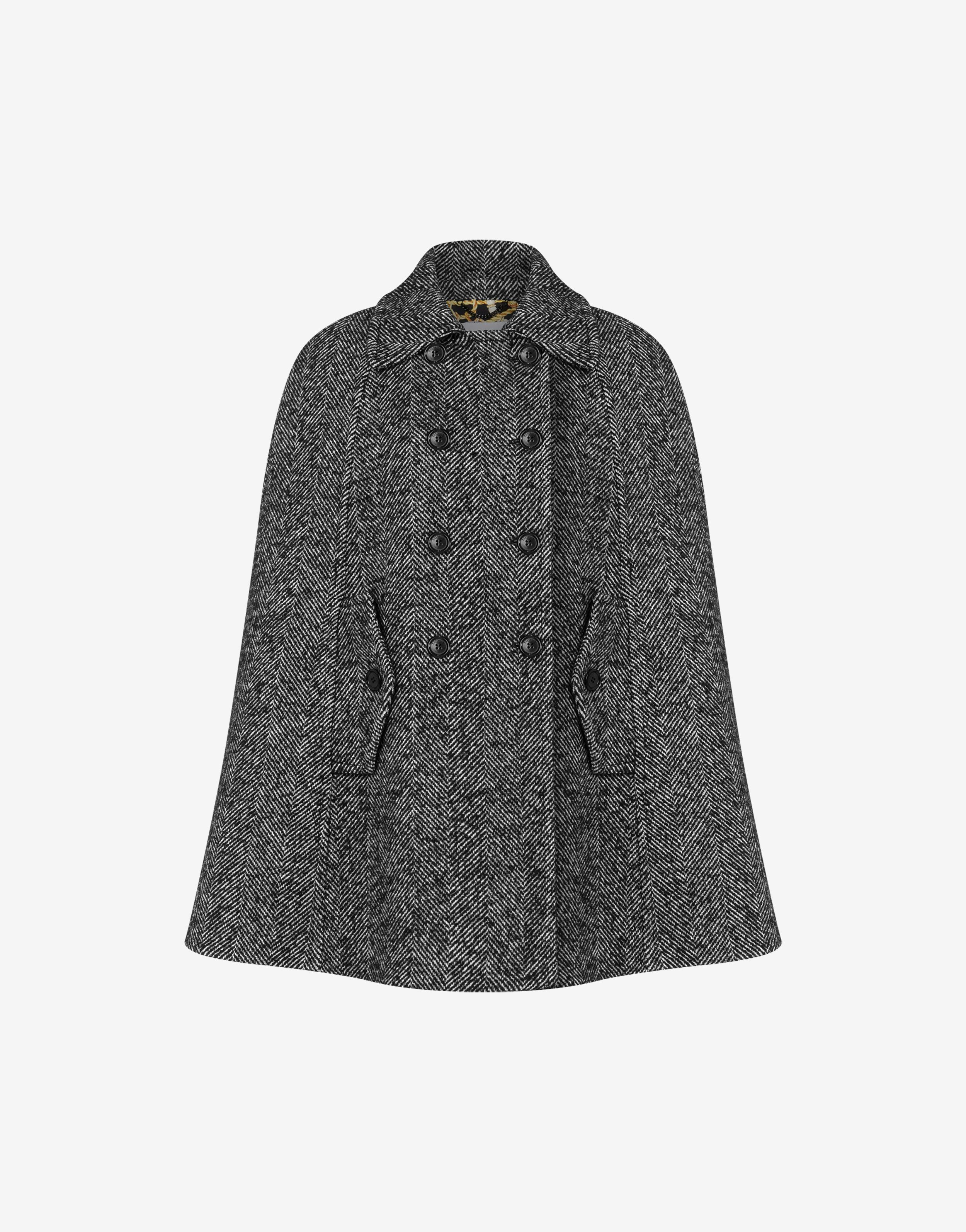 Herringbone Wool Blend Cape