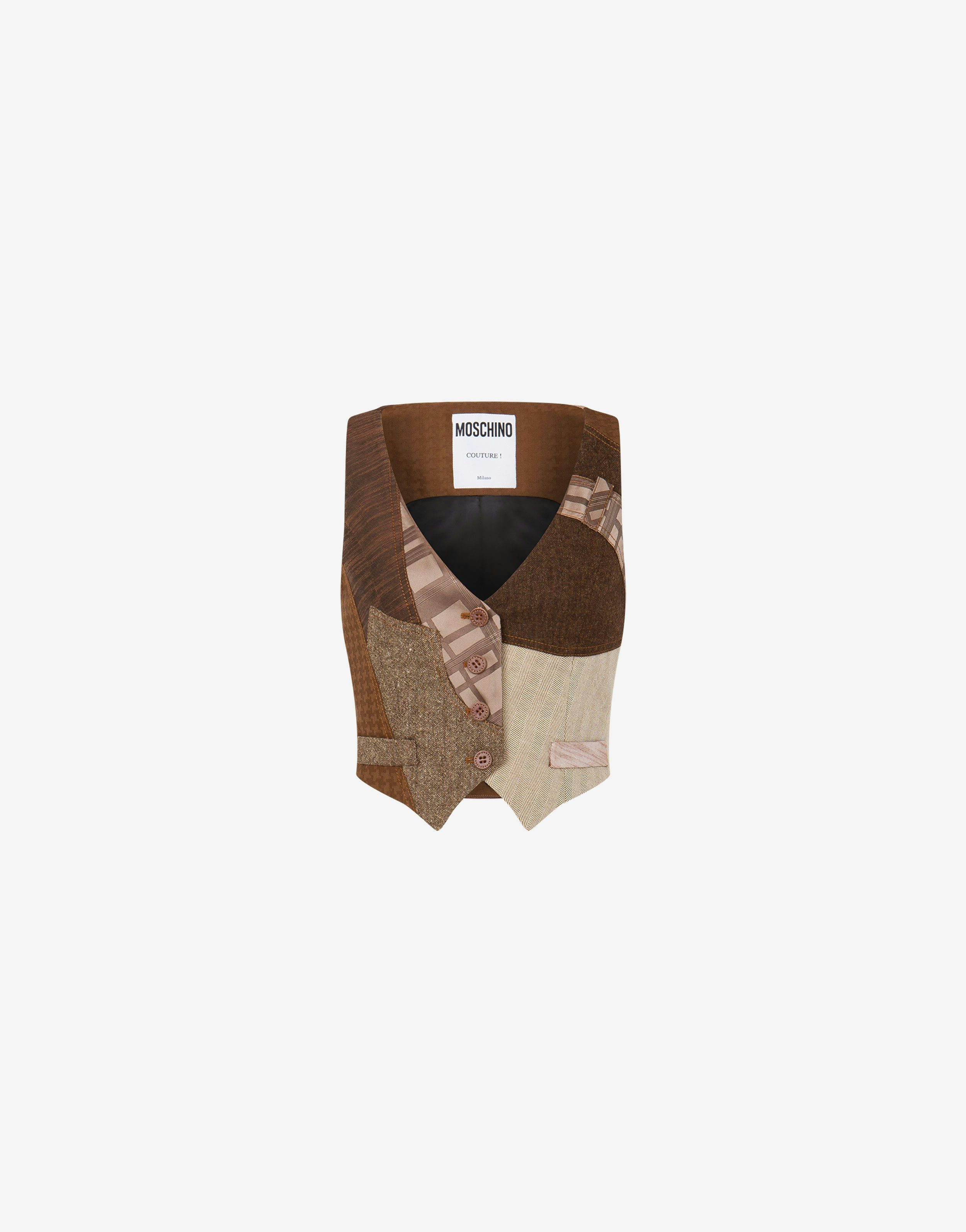 Patchwork Wool Cropped Gilet