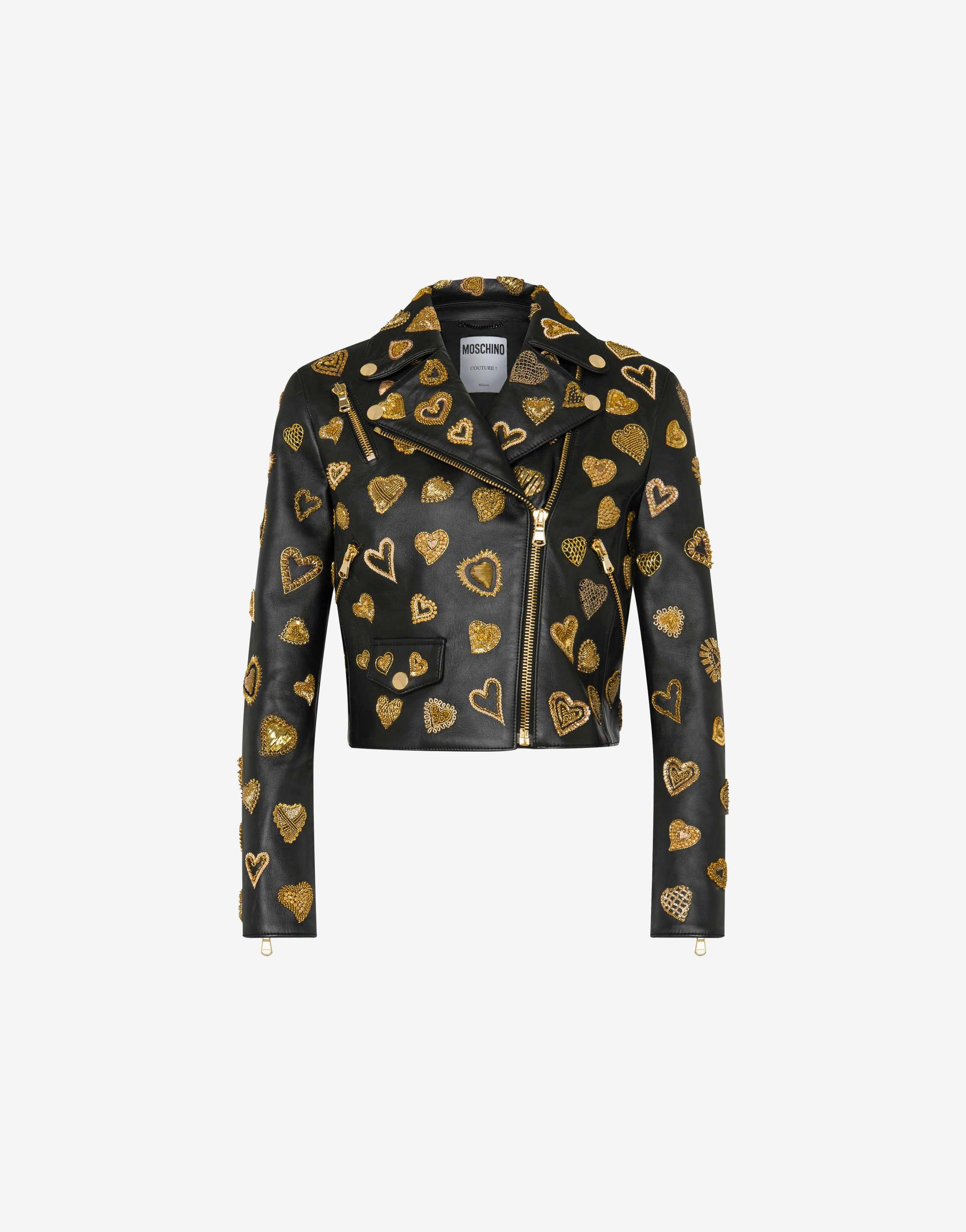 Embellished Hearts Nappa Leather Biker