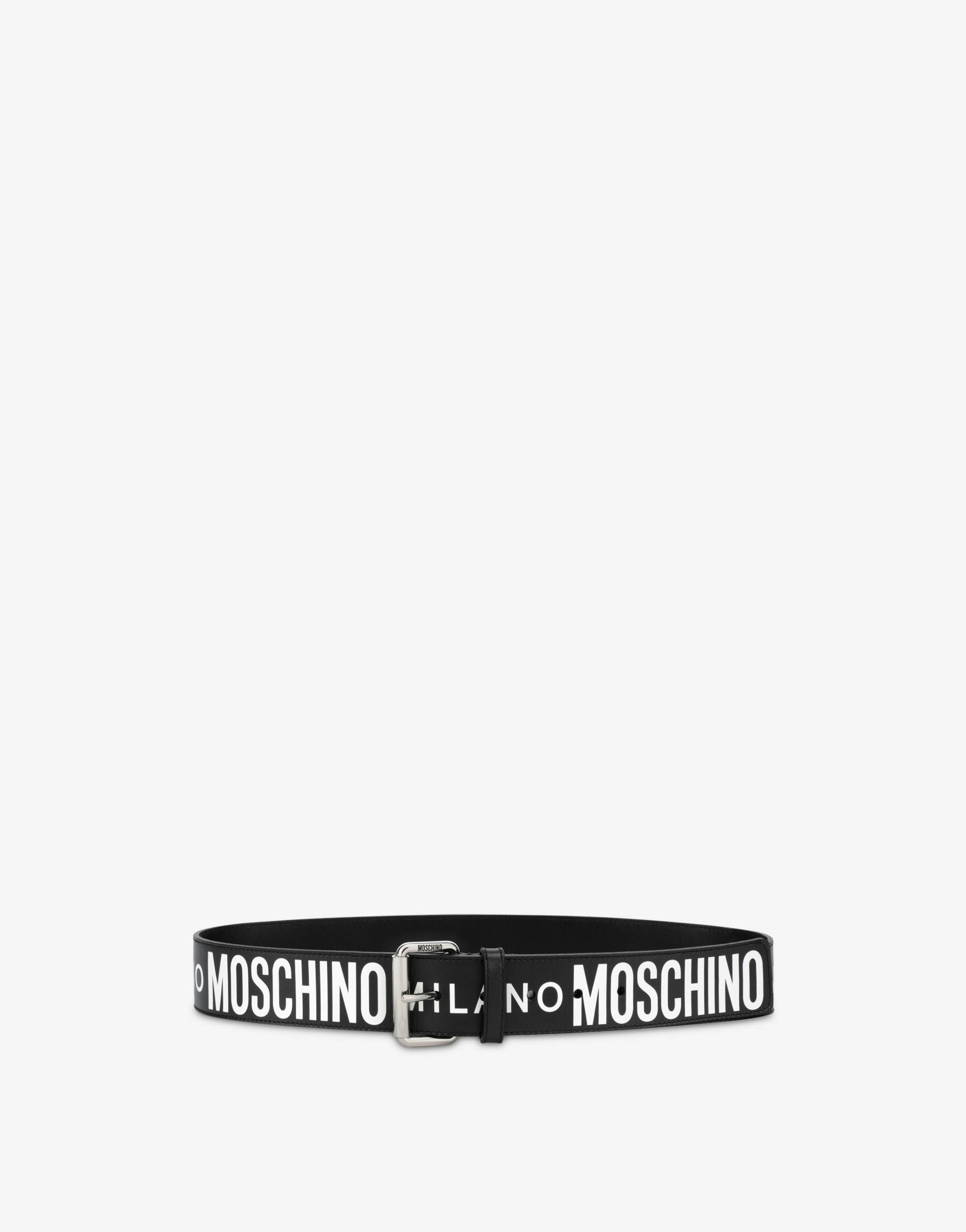 Leather Belt With All Over Logo