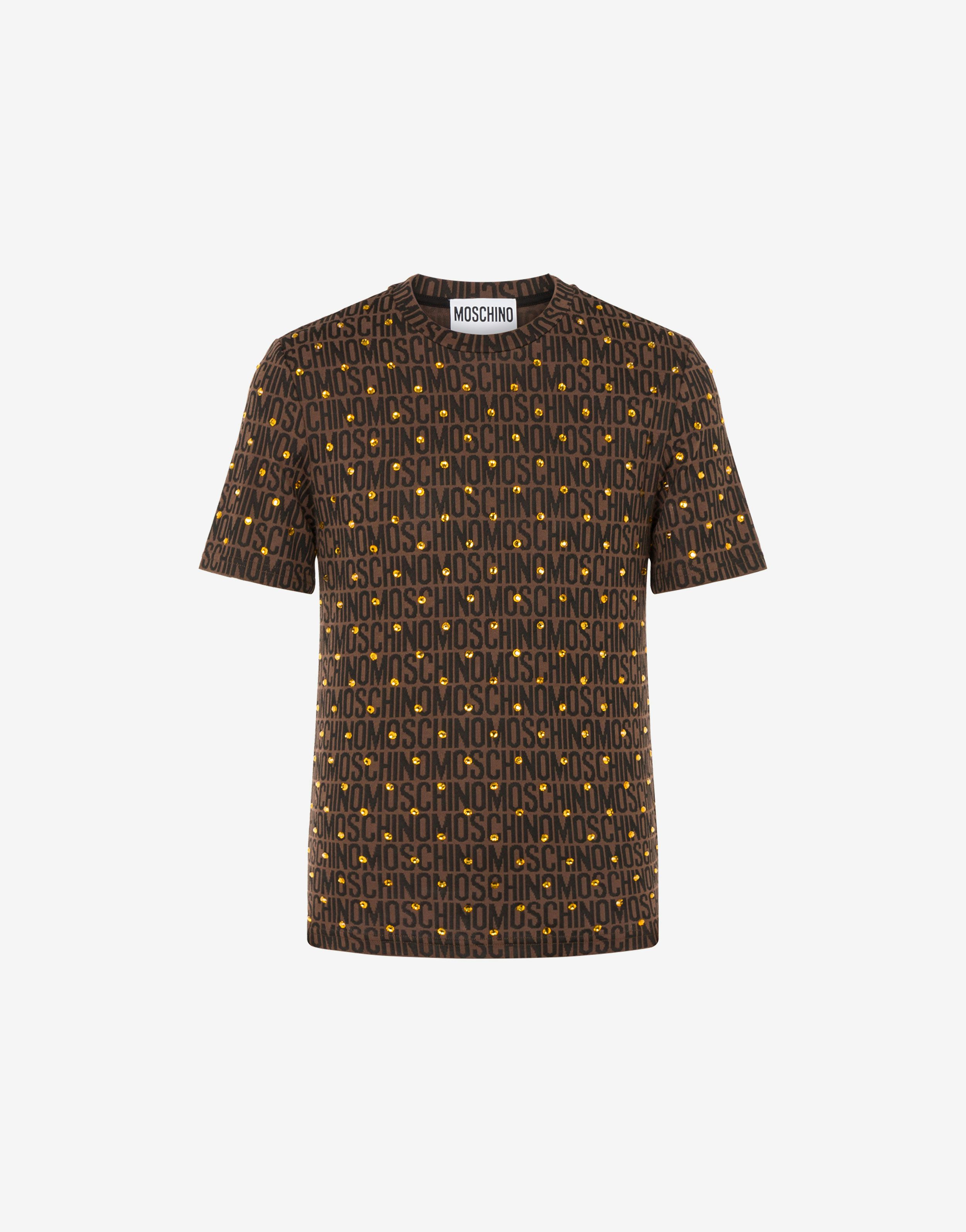 Allover Logo Jersey T-shirt With Rhinestones