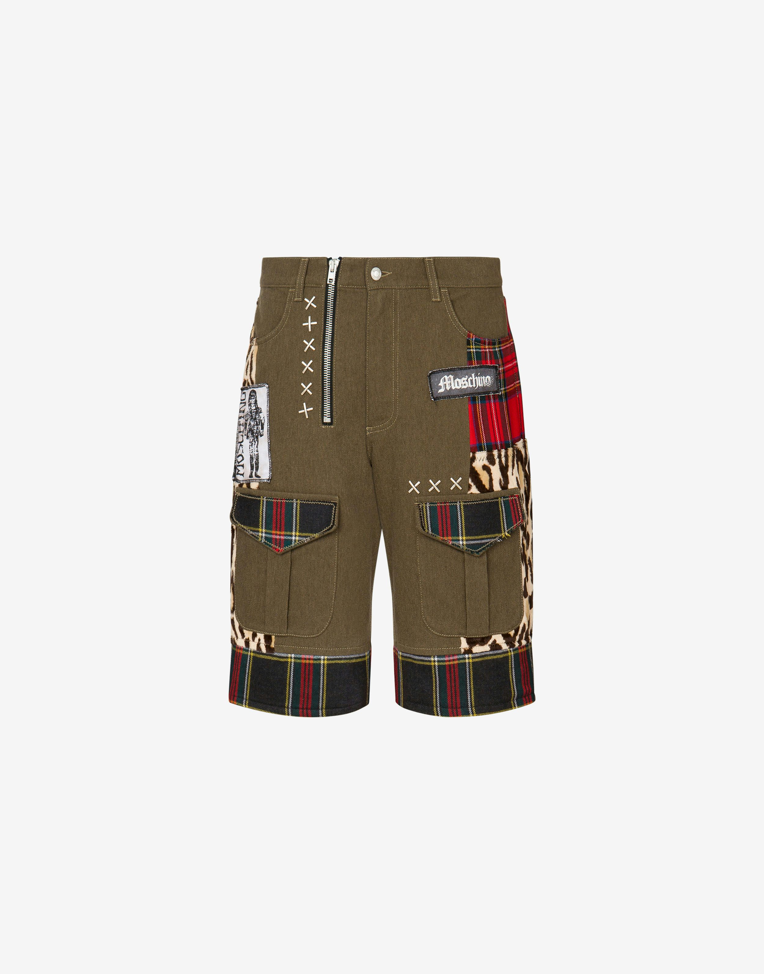 Military Patchwork Bermuda Shorts