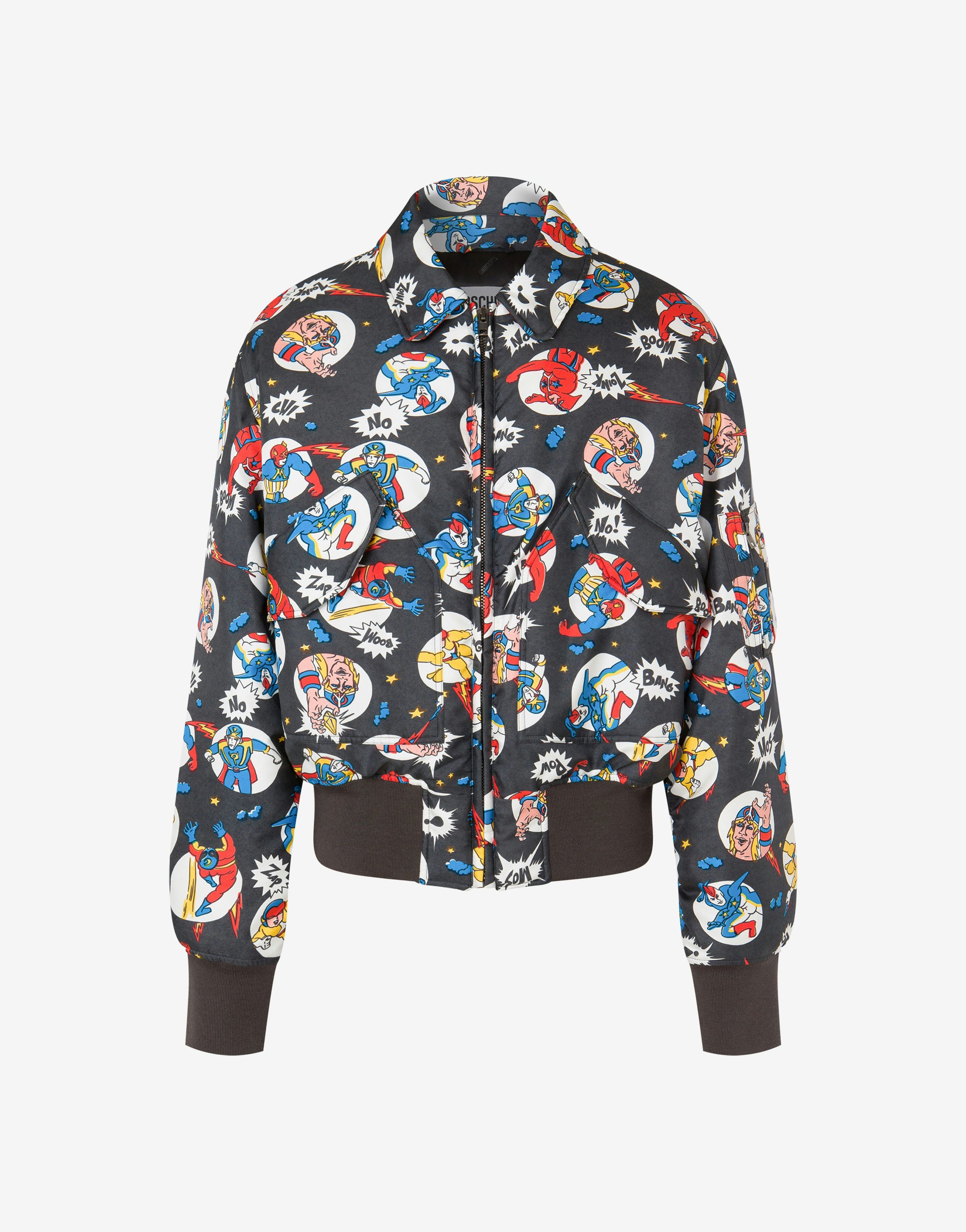 Allover Cartoon Twill Bomber Jacket