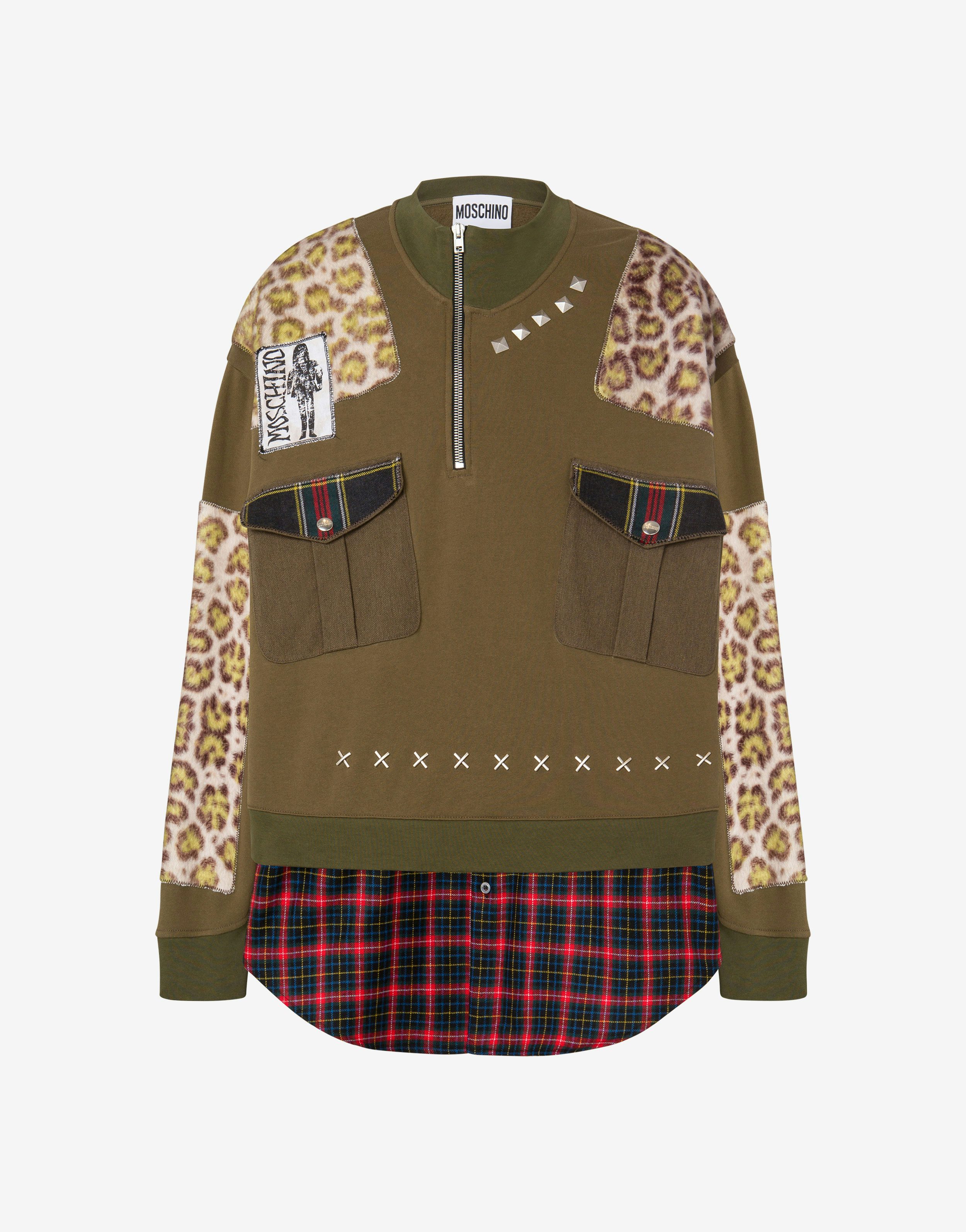 Military Patchwork Oversize Sweatshirt