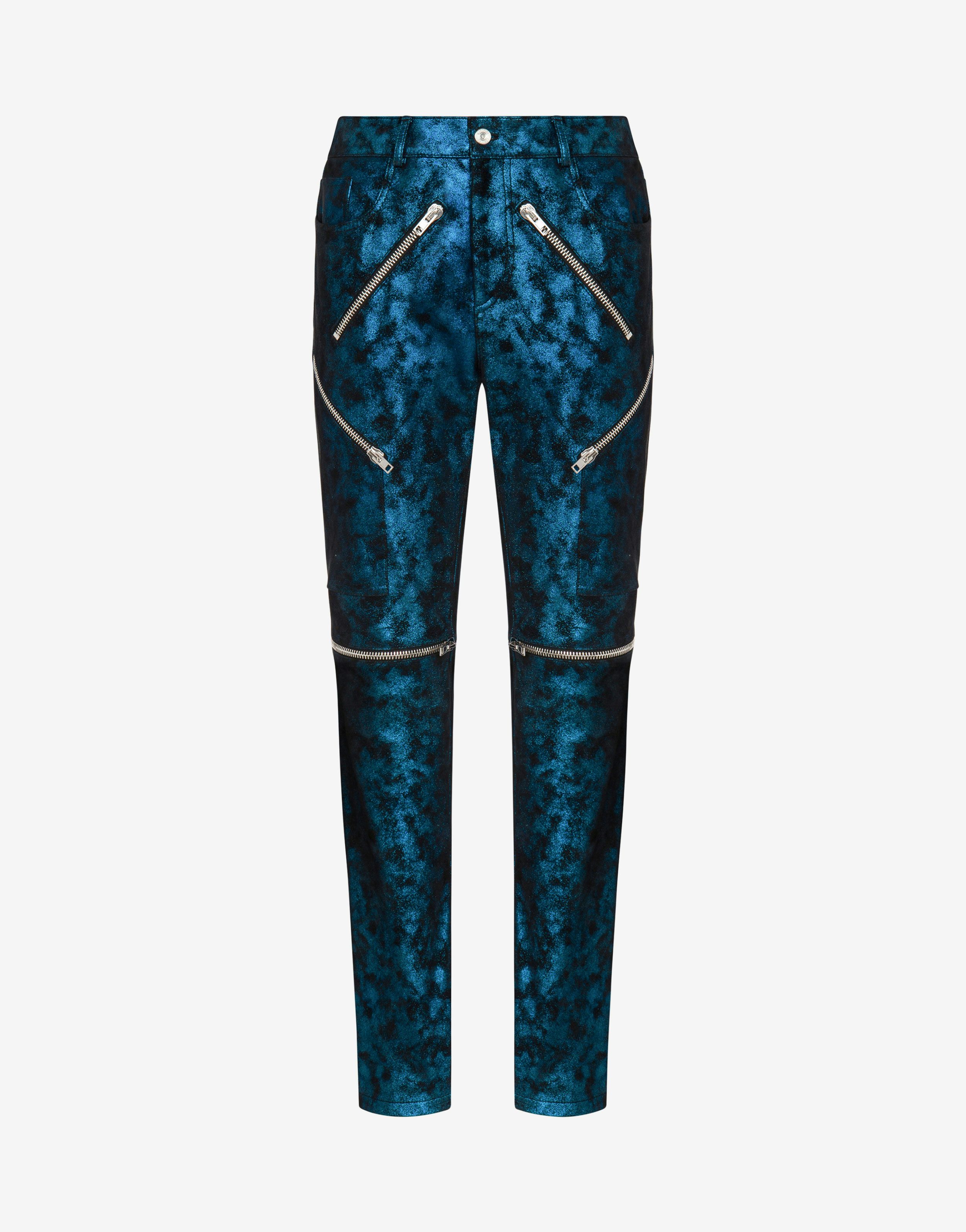Laminated Suede Trousers With Zip