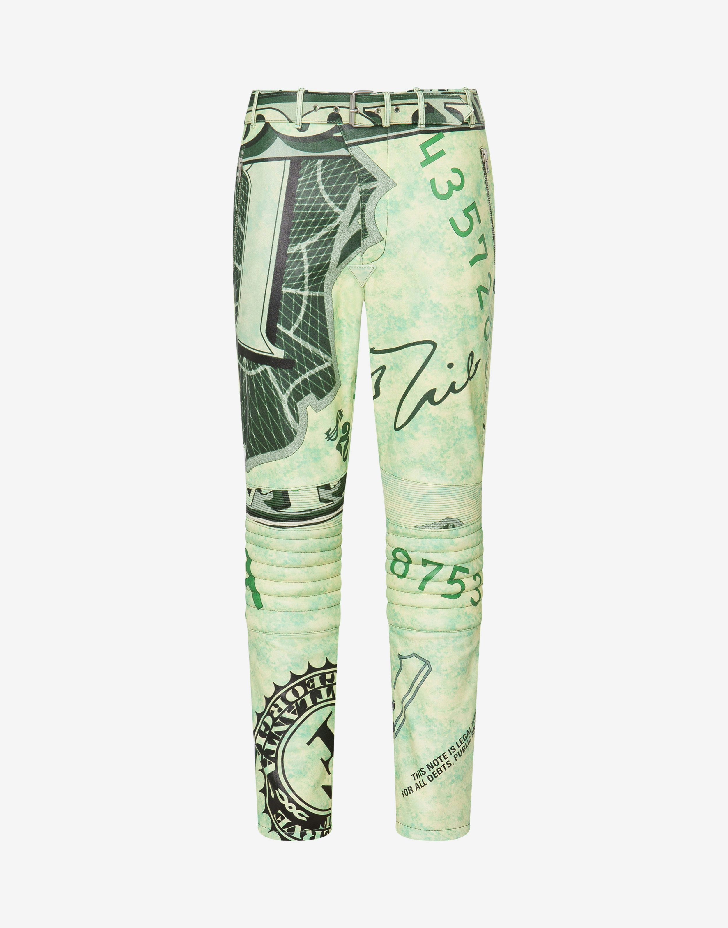 Dollar Print Nappa Leather Trousers