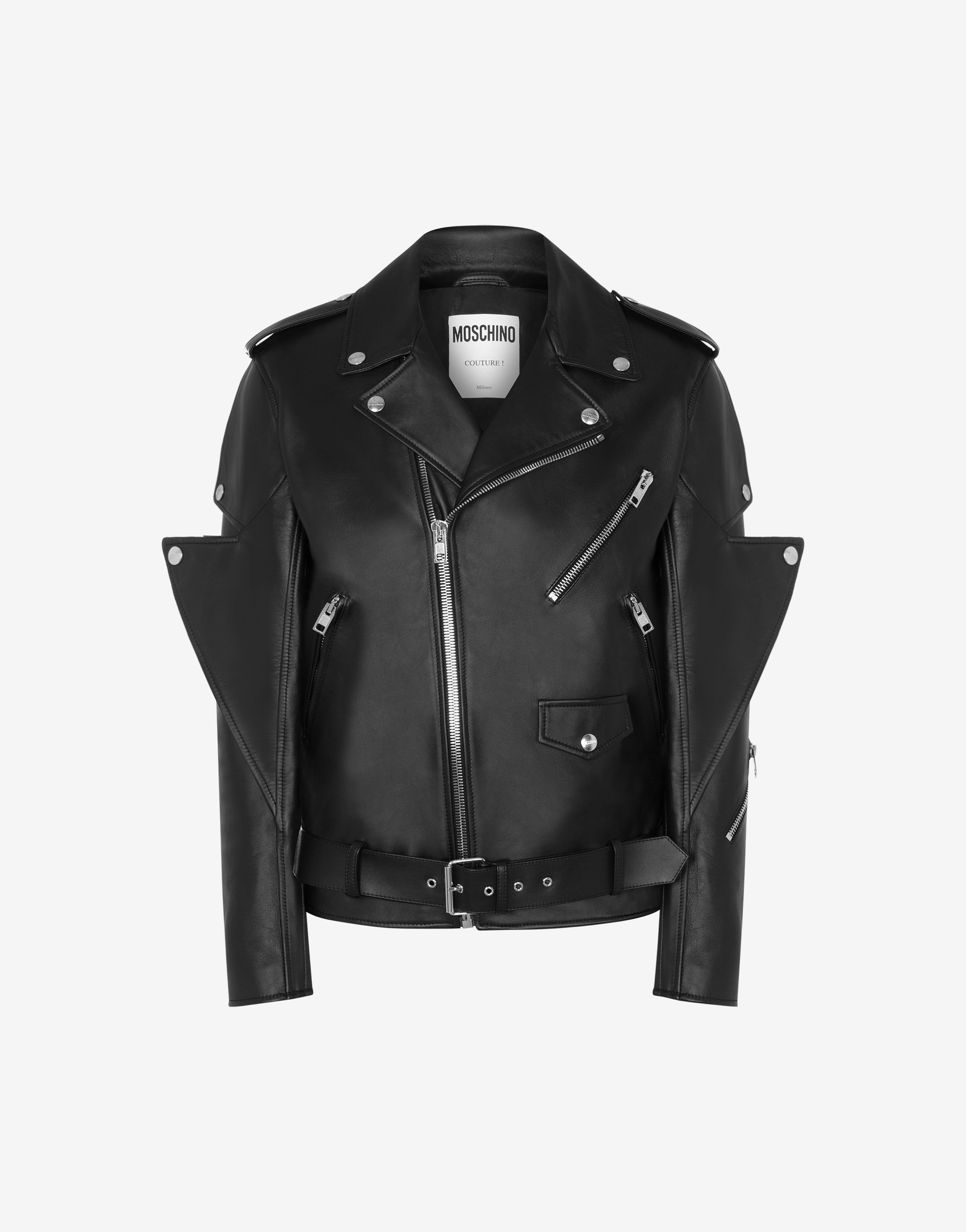 Metal Details Nappa Leather Biker