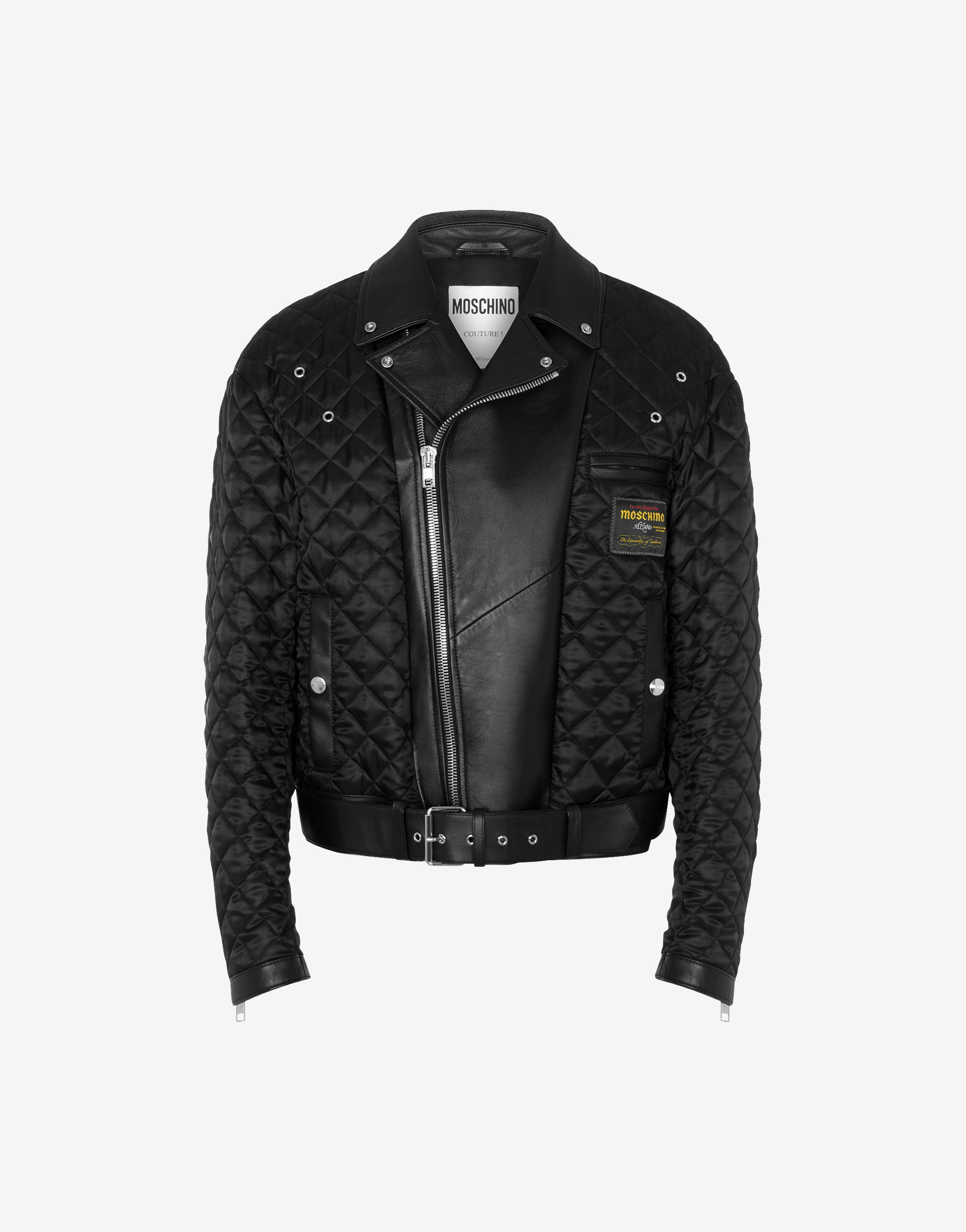 Inside Out Satin And Nappa Leather Biker