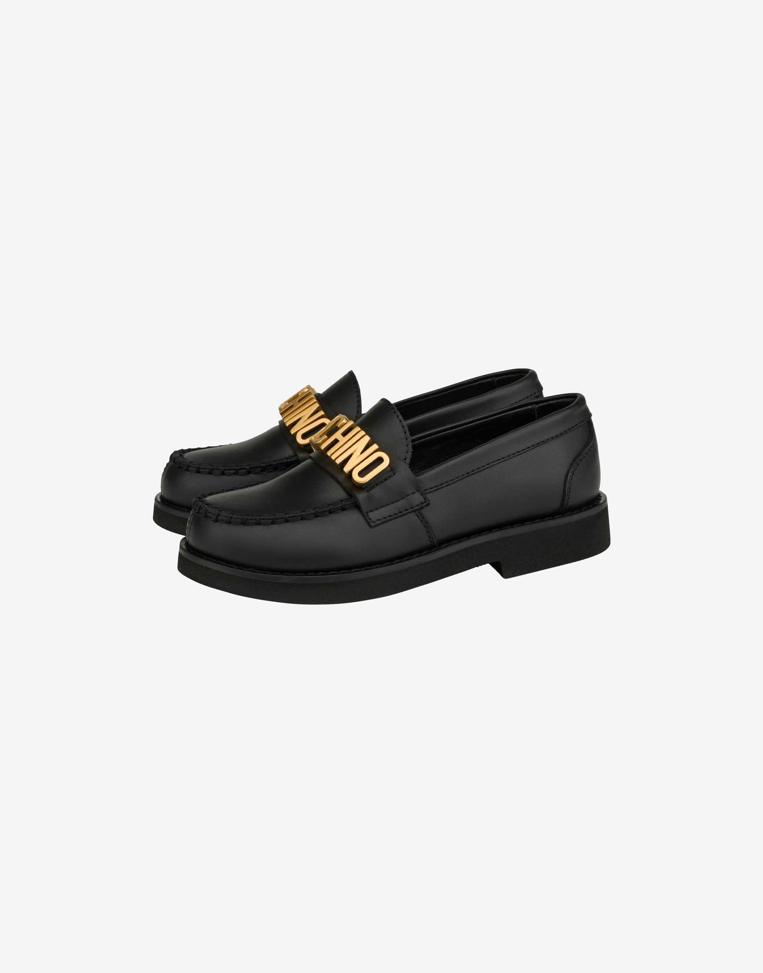 Lettering Logo Calfskin Loafers