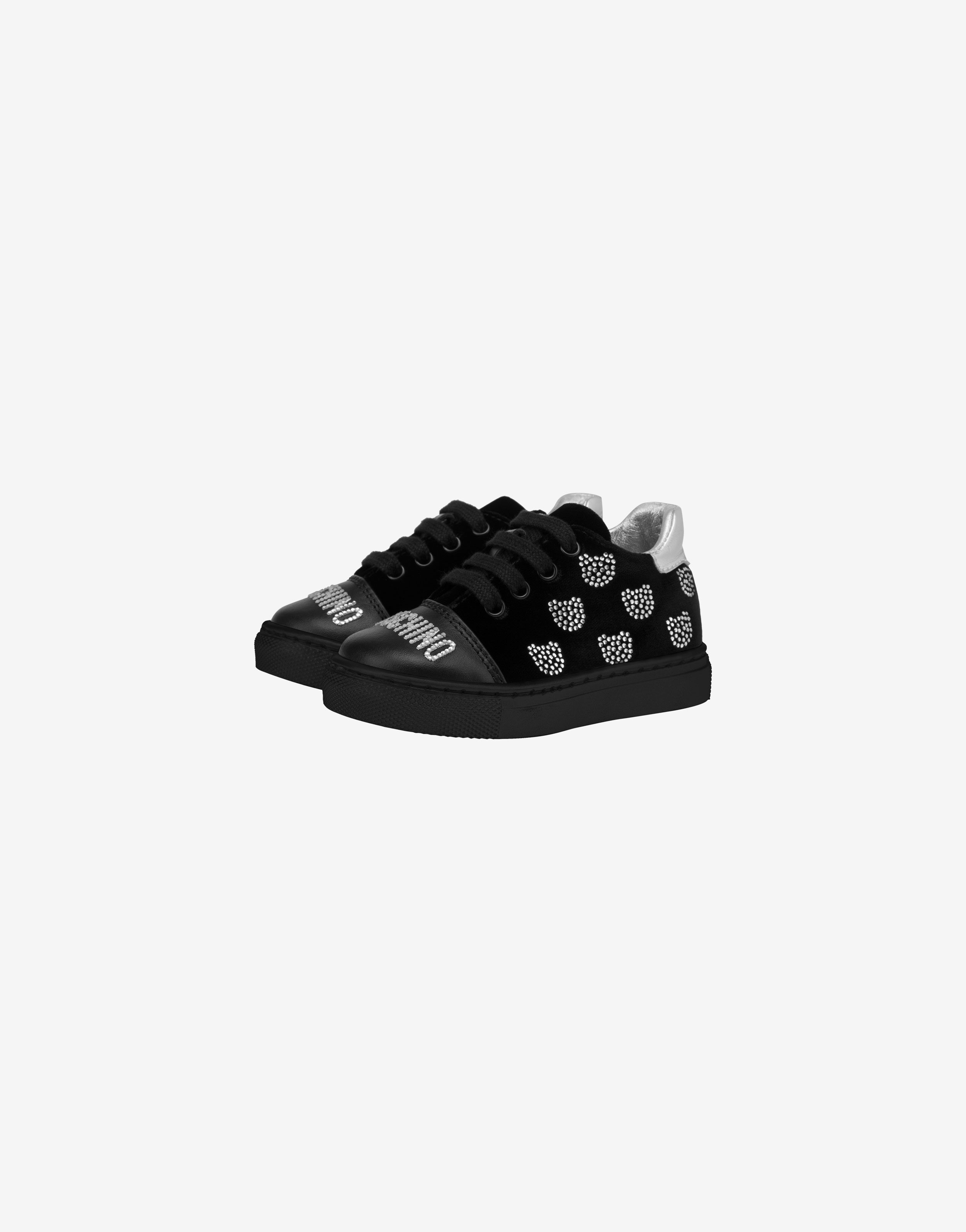 Sparkling Teddy Bear Velvet Sneakers