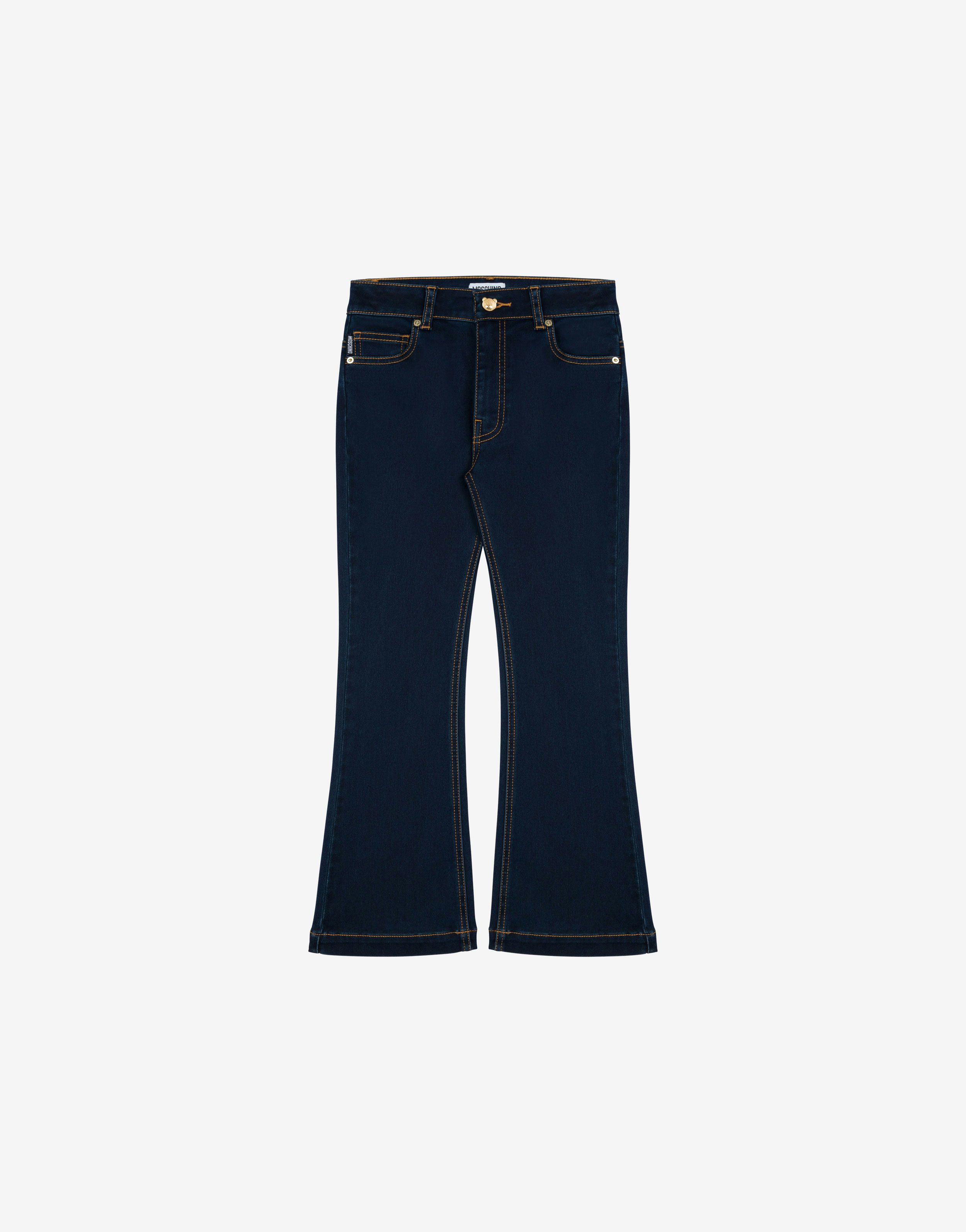Teddy Patch Stretch Denim Flared Trousers