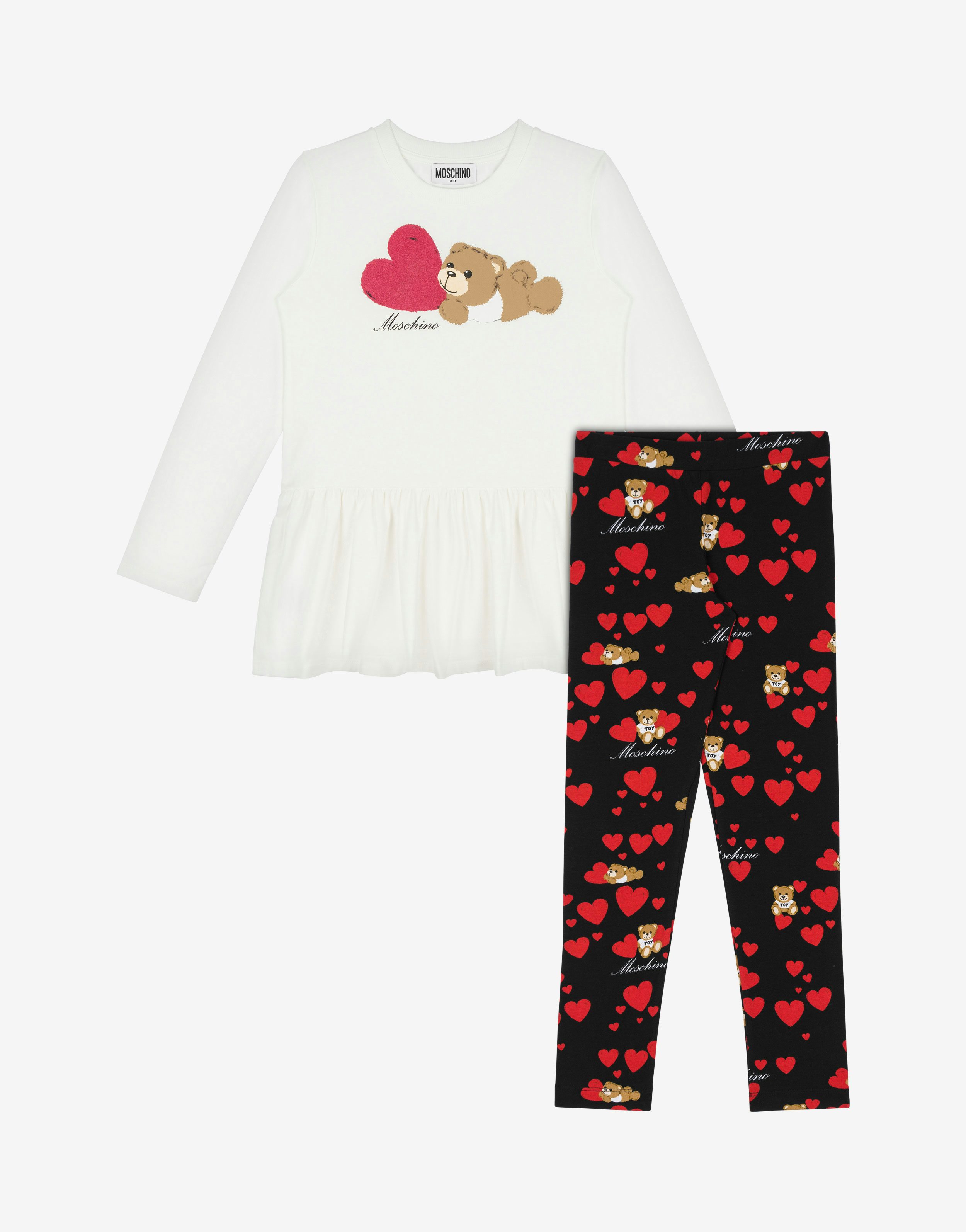 Teddy Hearts Maxi T-shirt And Leggings Co-ord Set
