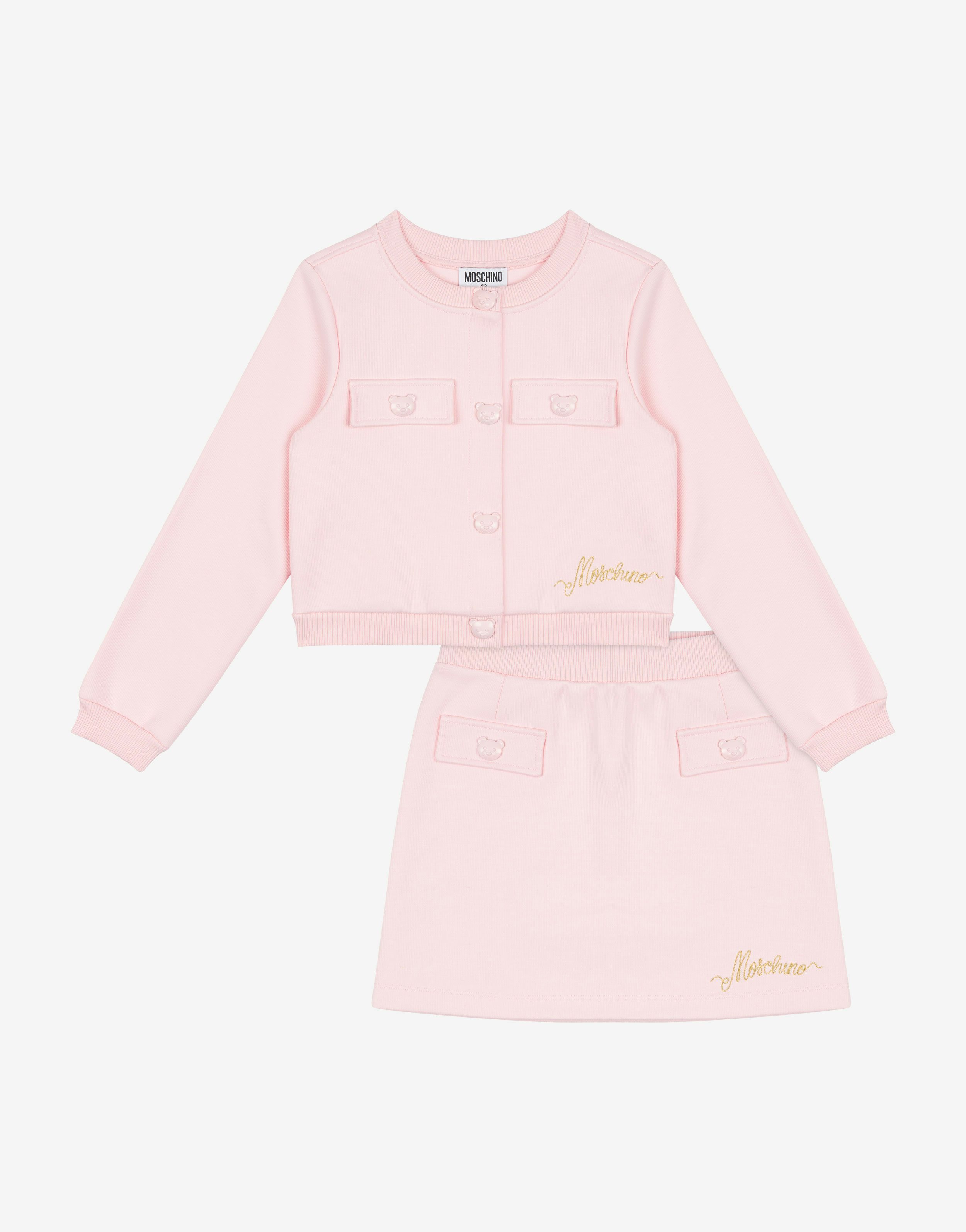 Teddy Buttons Sweatshirt And Skirt Co-ord Set