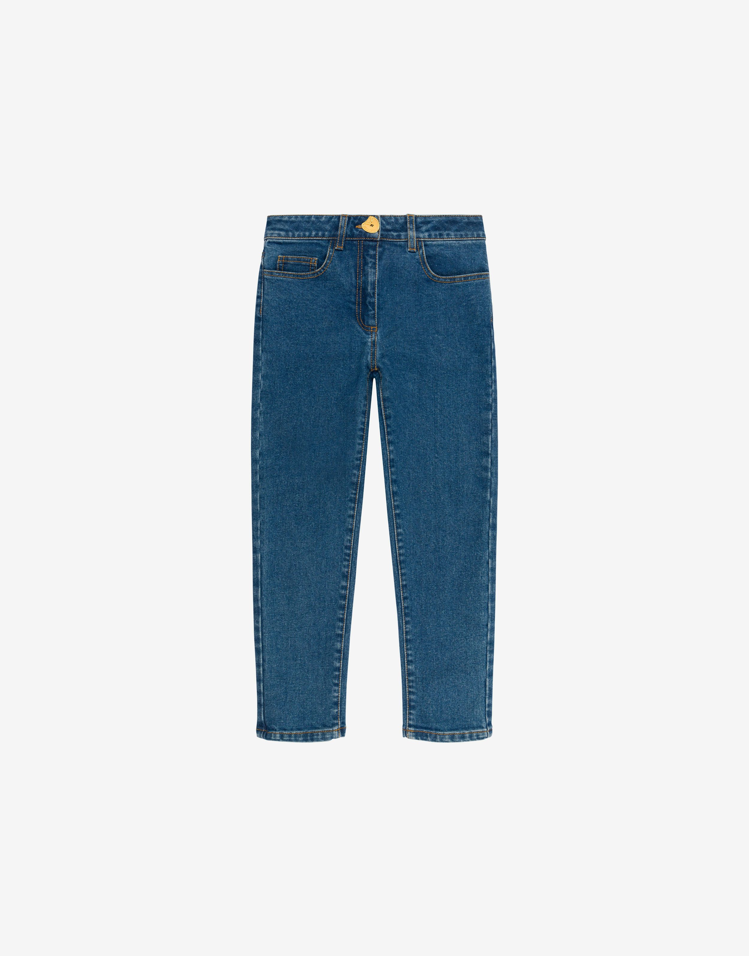 Morphed Button Stretch Denim Trousers