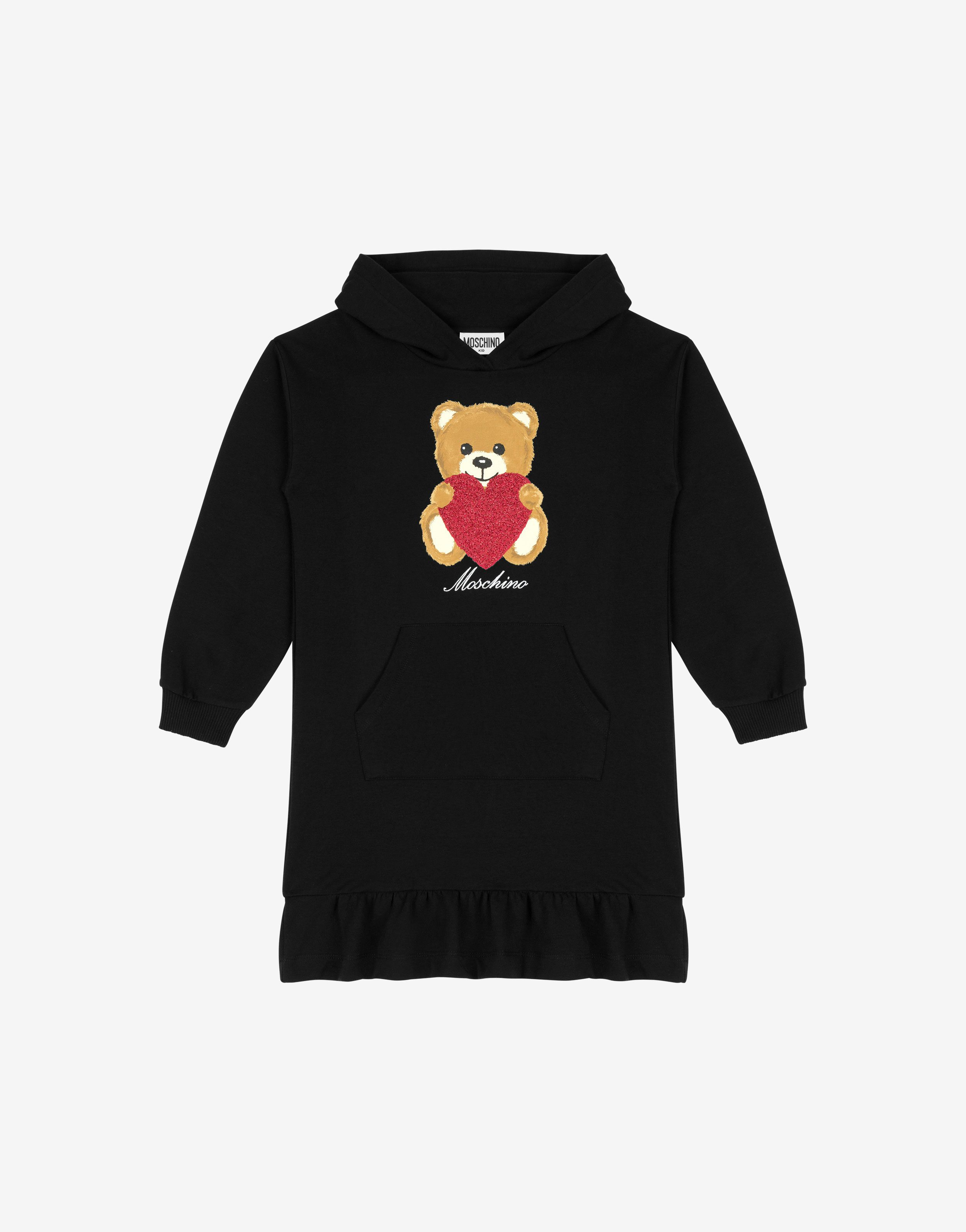 Heart Teddy Bear Fleece Hooded Dress