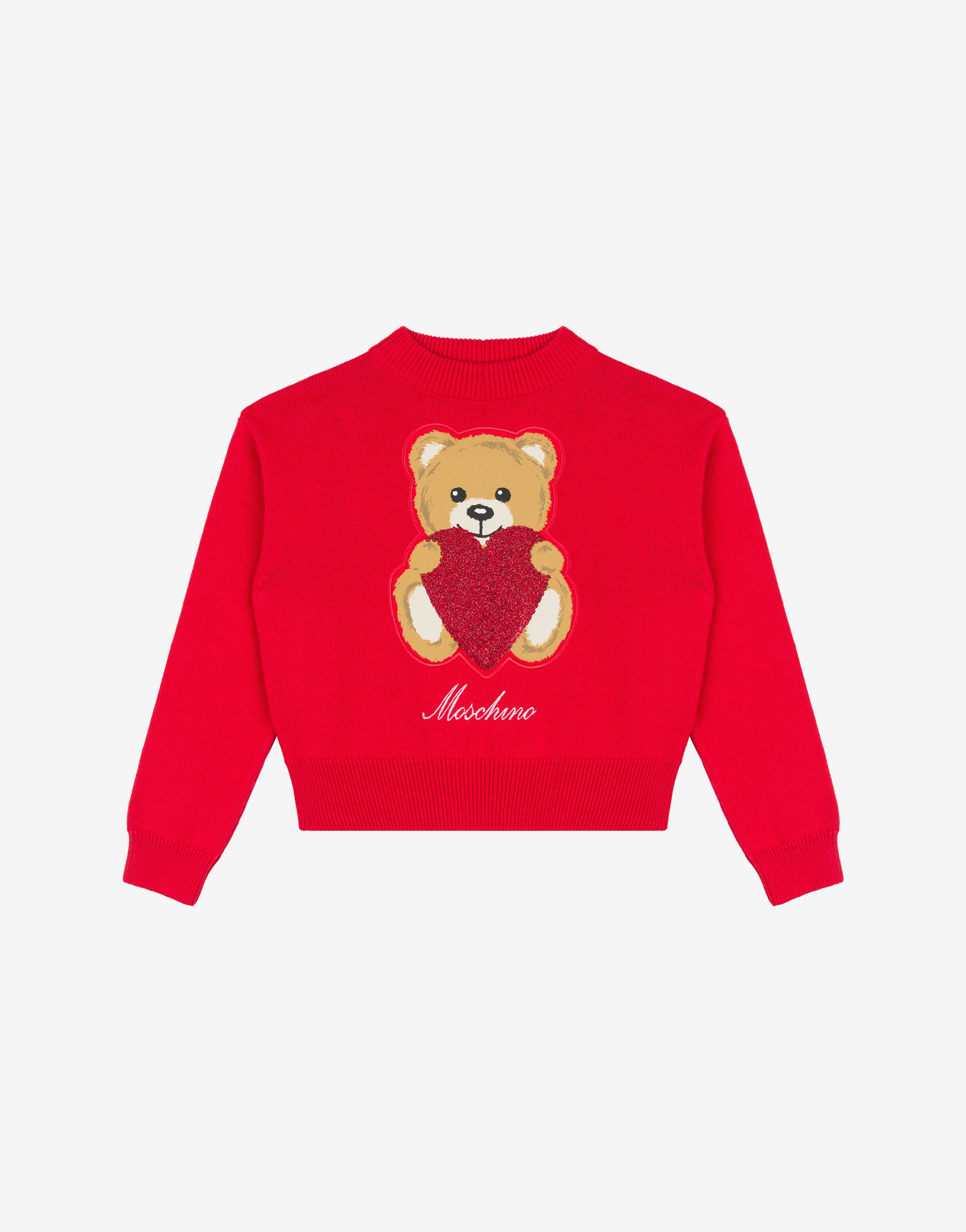 Heart Teddy Bear Wool And Cotton Pullover