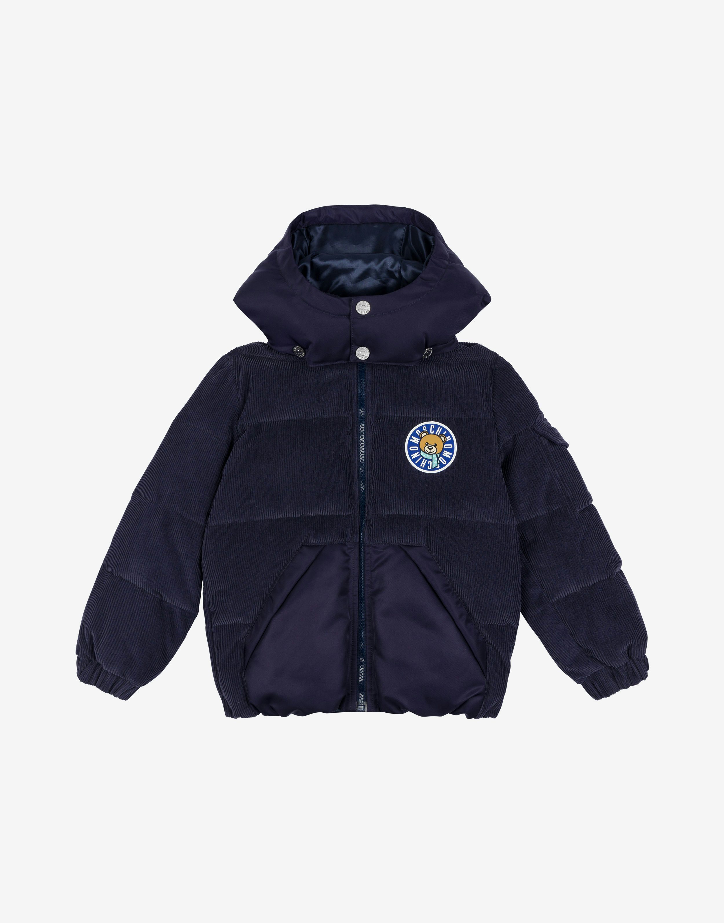 Winter Teddy Patch Nylon And Corduroy Down Jacket