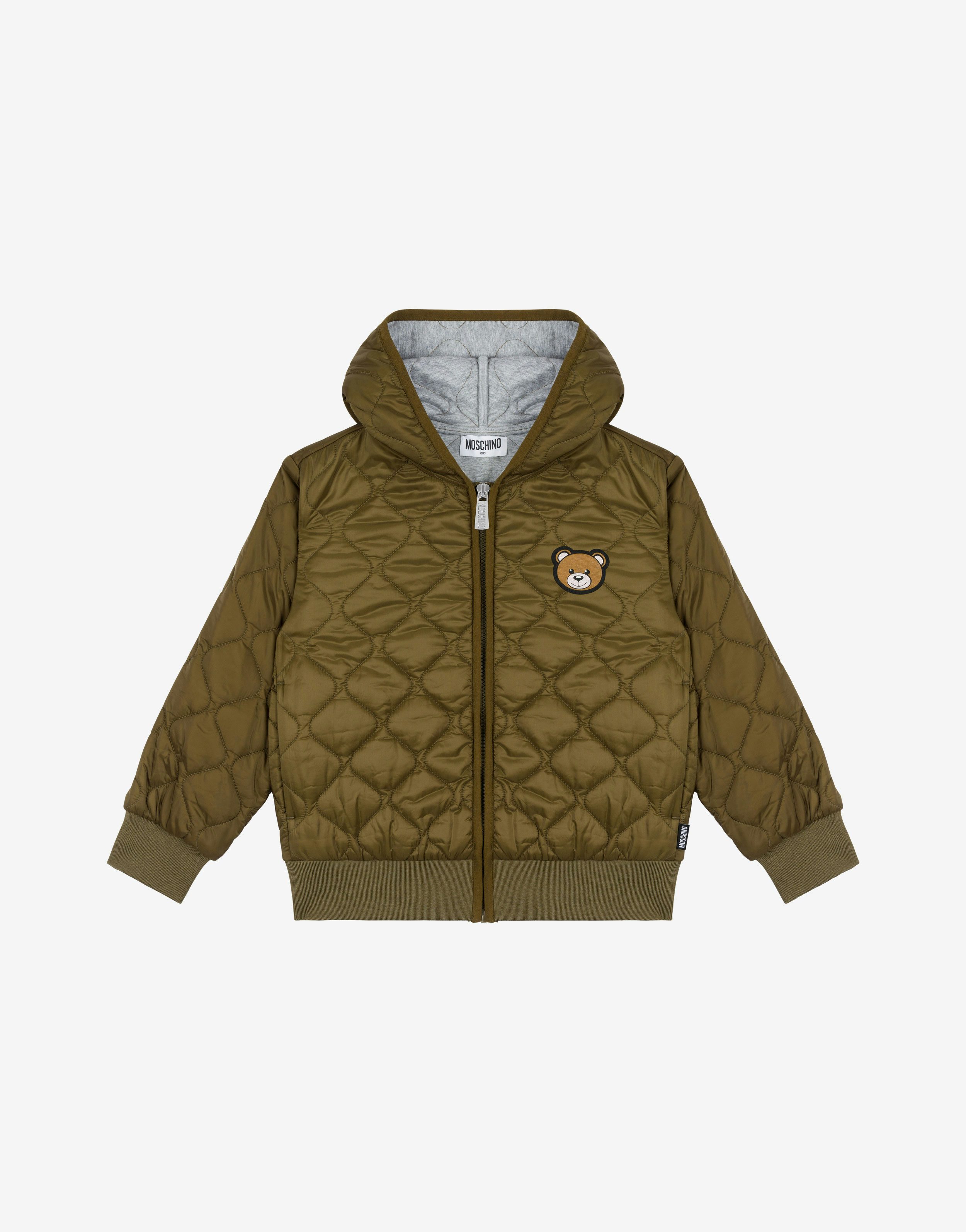 Teddy Patch Quilted Nylon Jacket