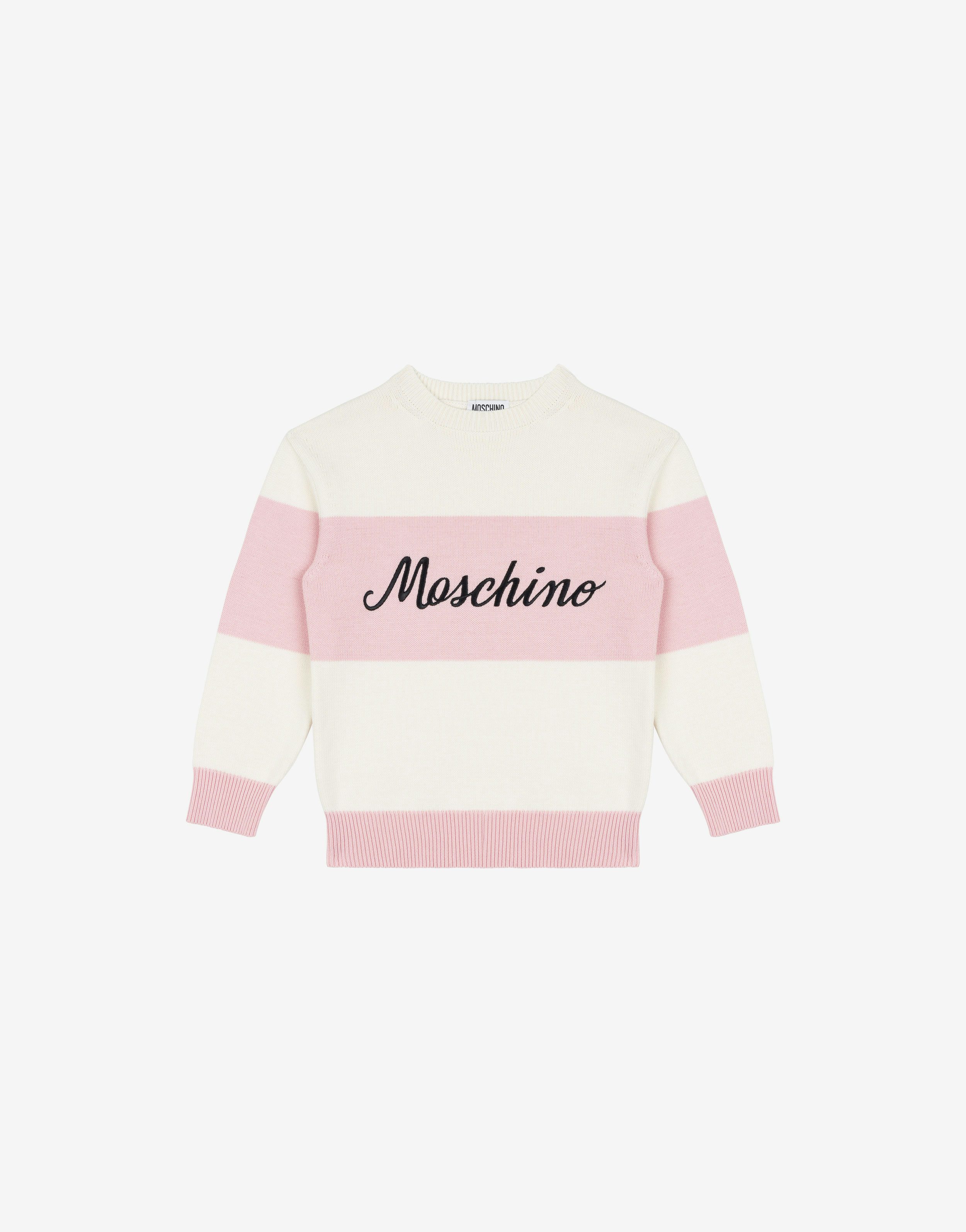 Logo Embroidery Striped Wool And Cotton Pullover