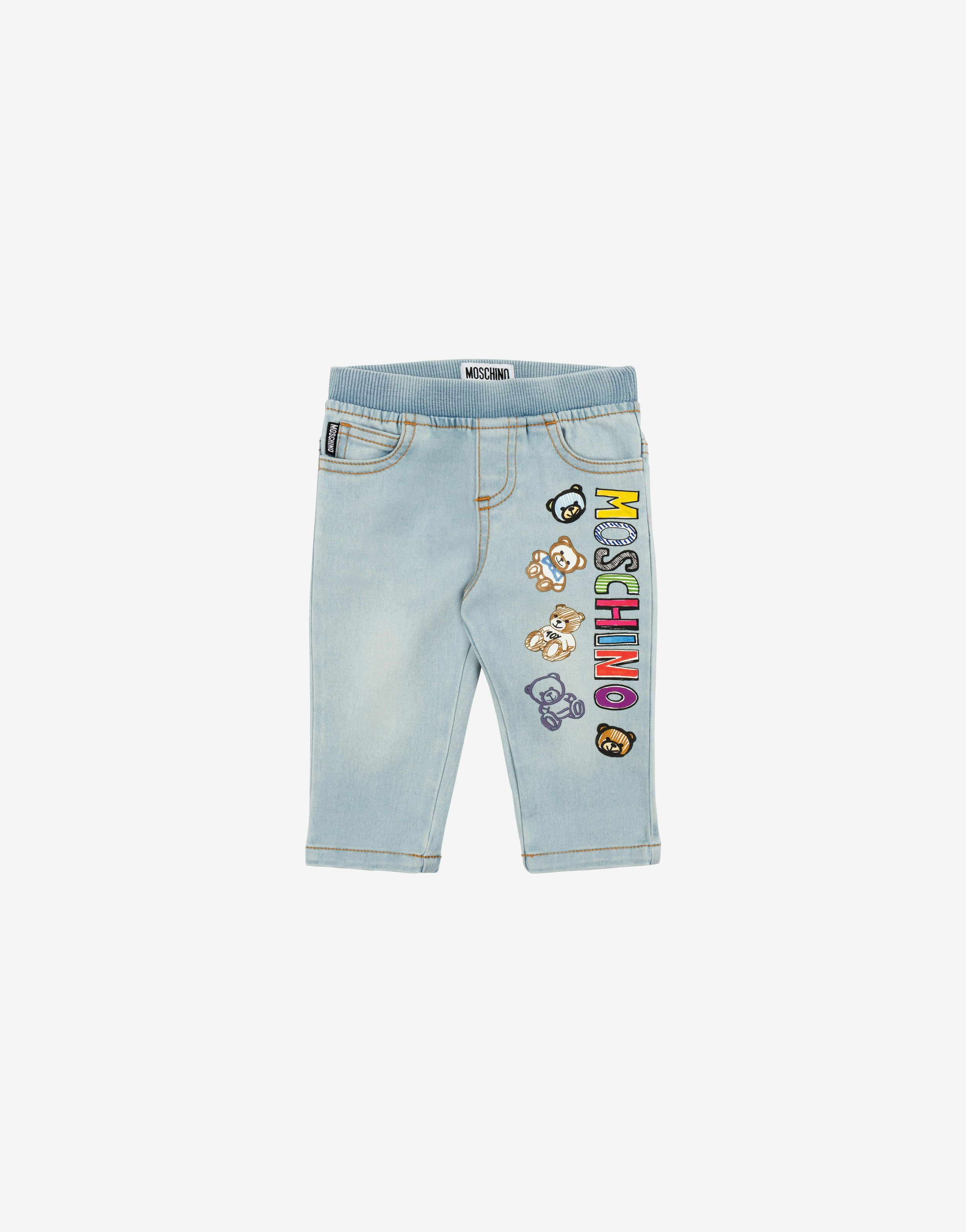 Drawn Teddy Logo Stretch Denim Trousers