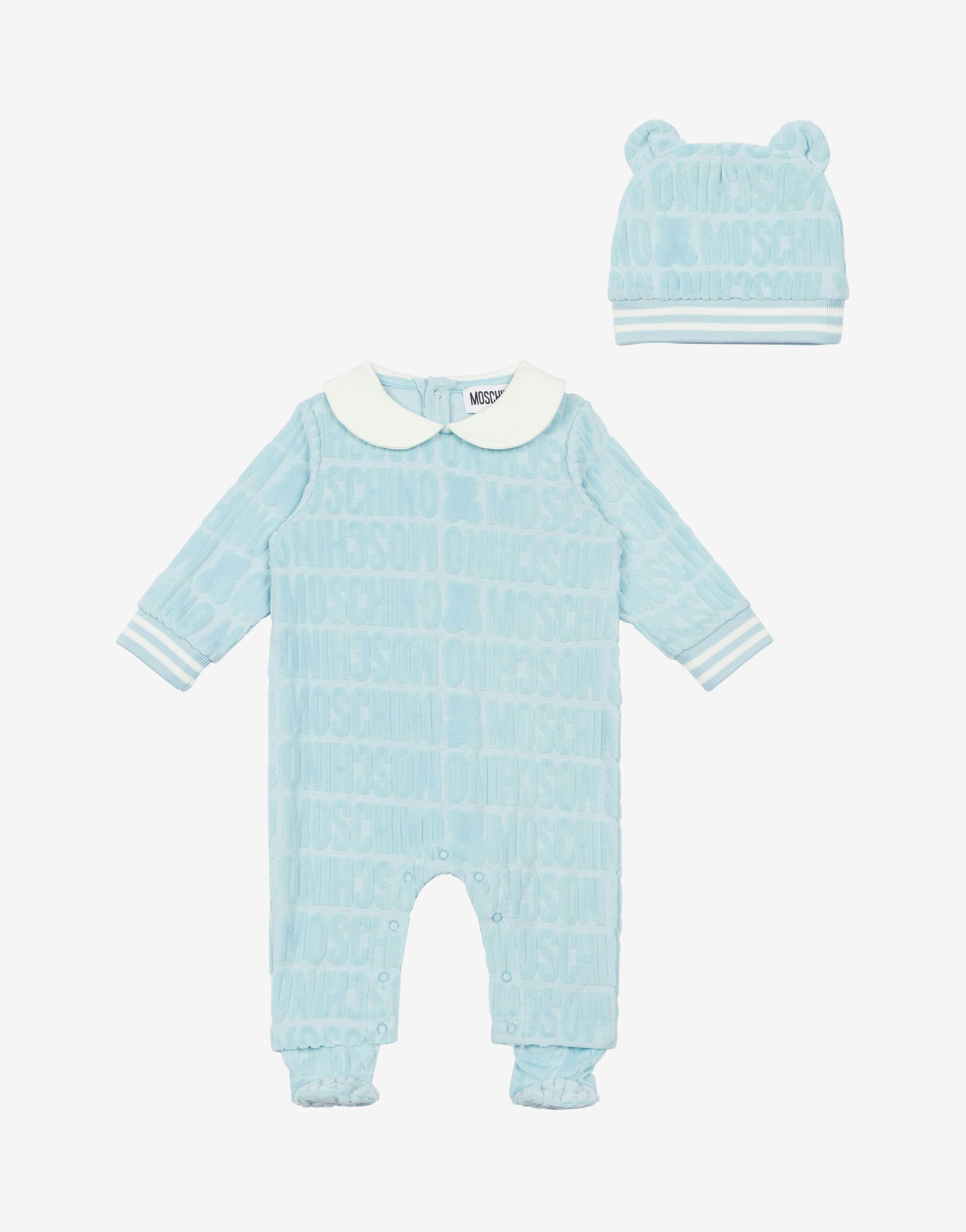Allover Logo Chenille Babygrow And Hat Co-ord Set