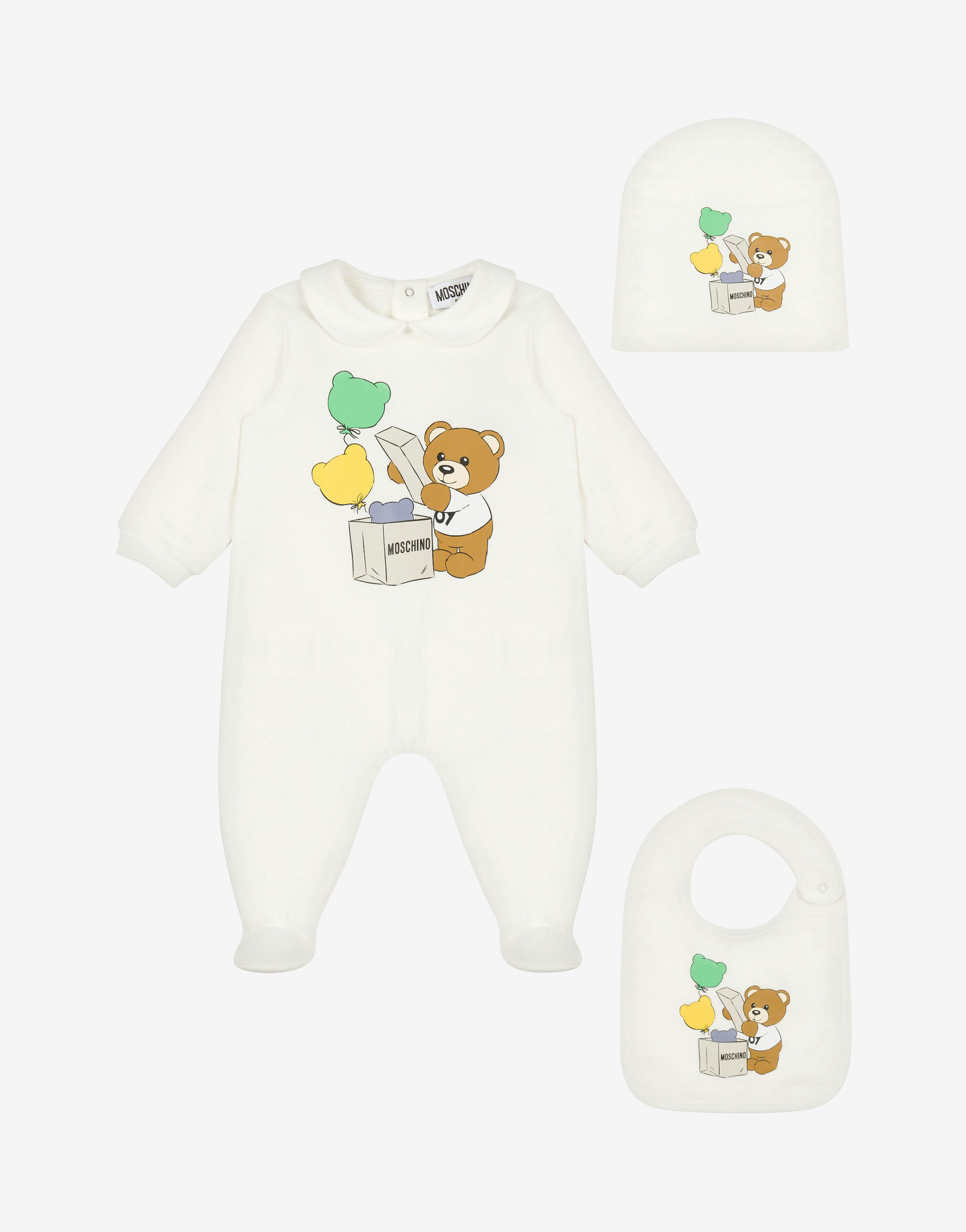 Teddy Balloons Babygrow, Hat And Bib Co-ord Set