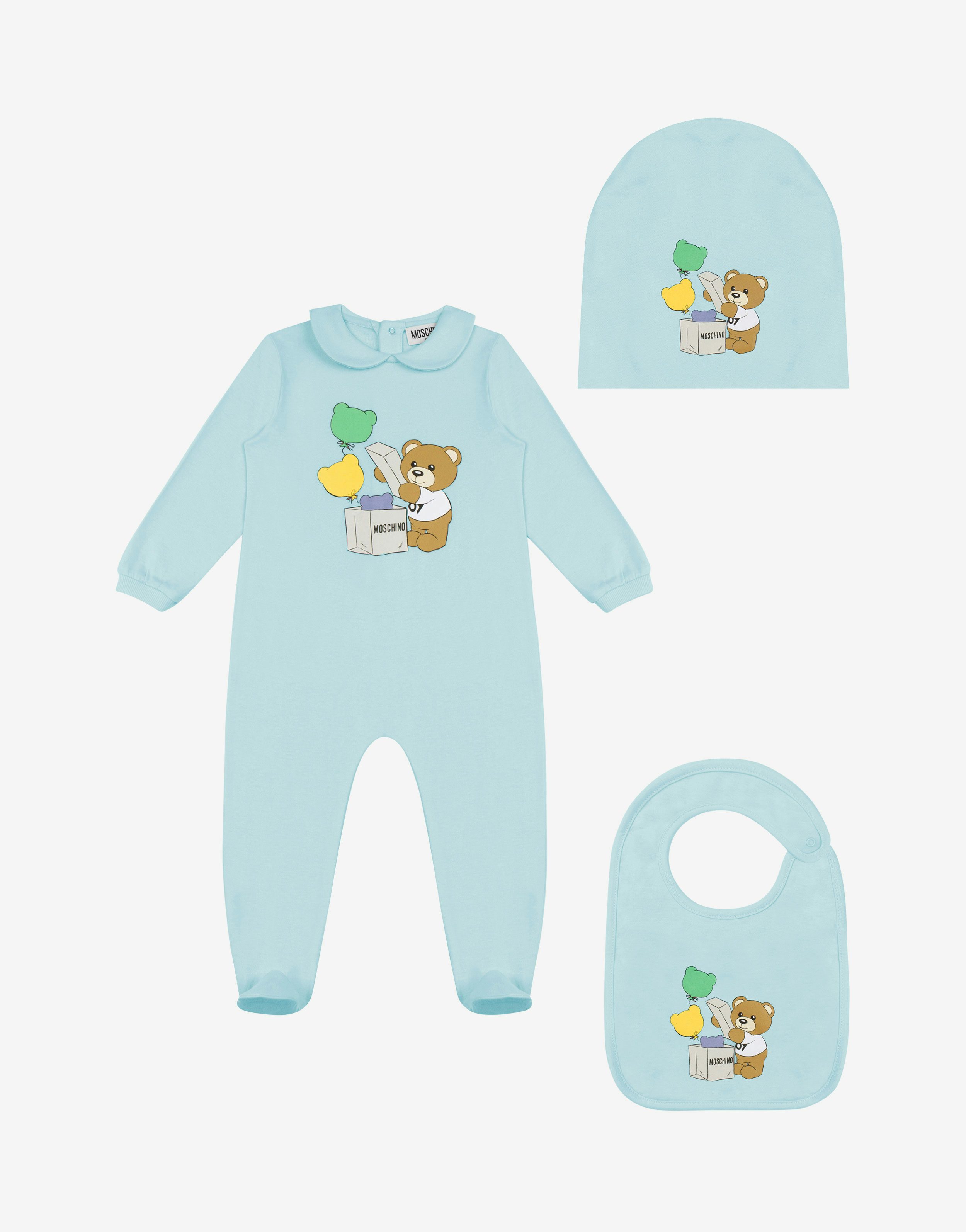 Teddy Balloons Babygrow, Hat And Bib Co-ord Set