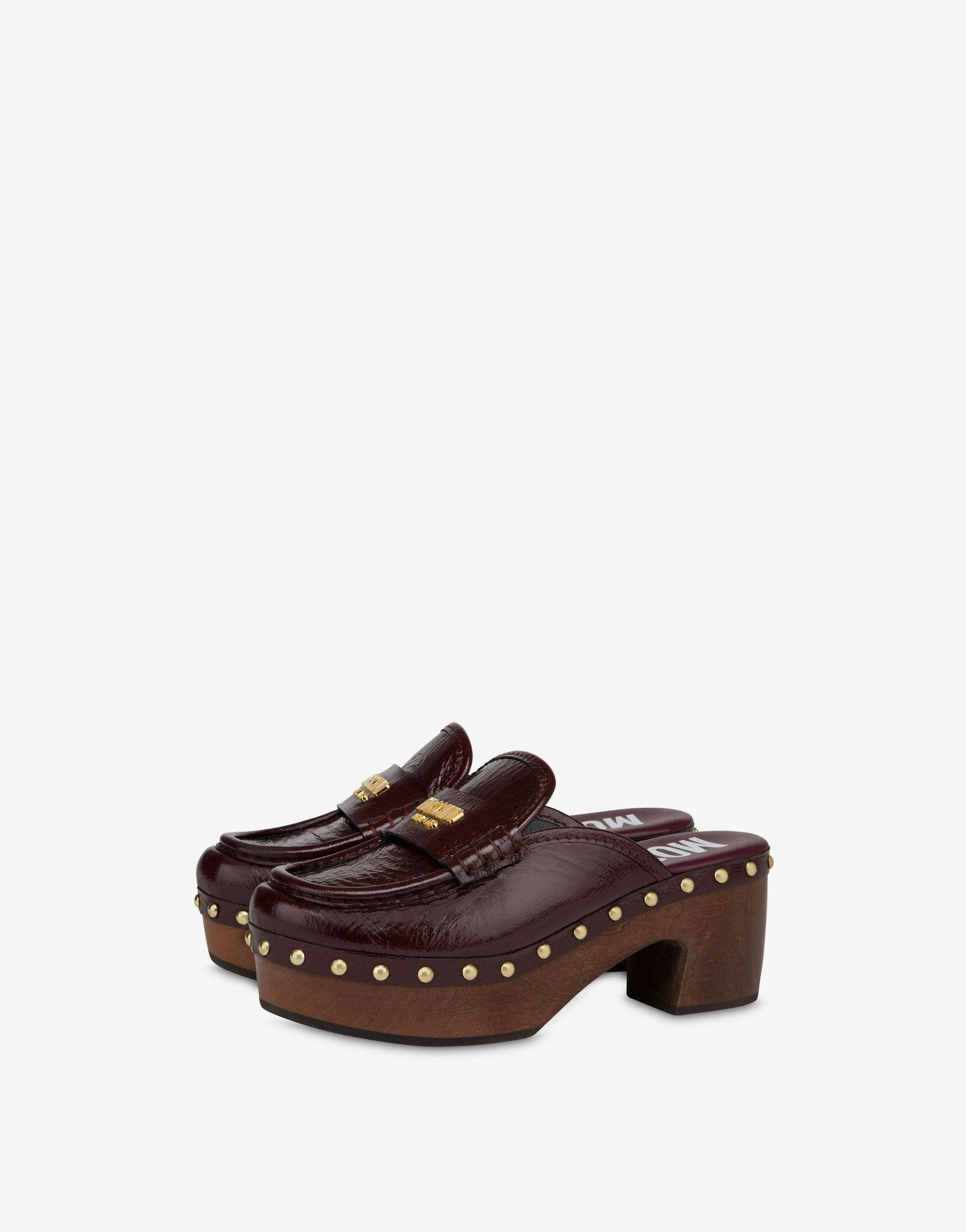Patent Goatskin Clogs