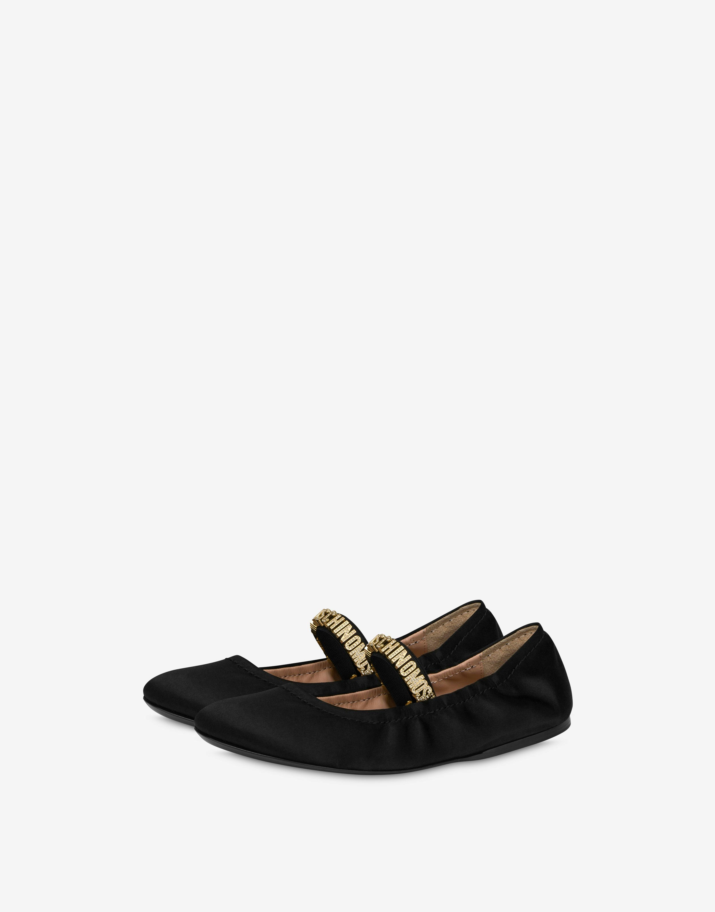 Mini Lettering Satin Ballet Flats